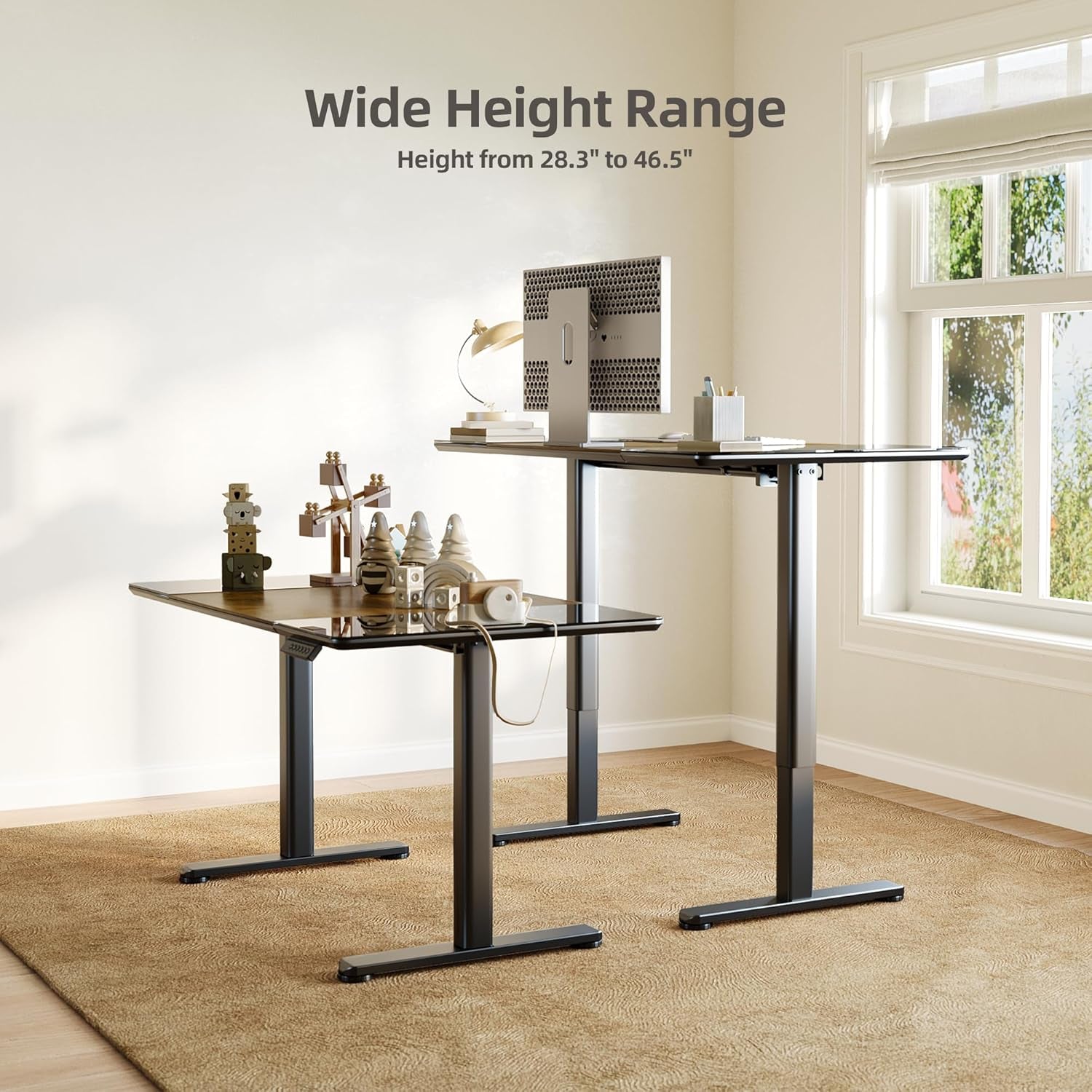 Height Adjustable Glass Standing Desk 48x24 Inches