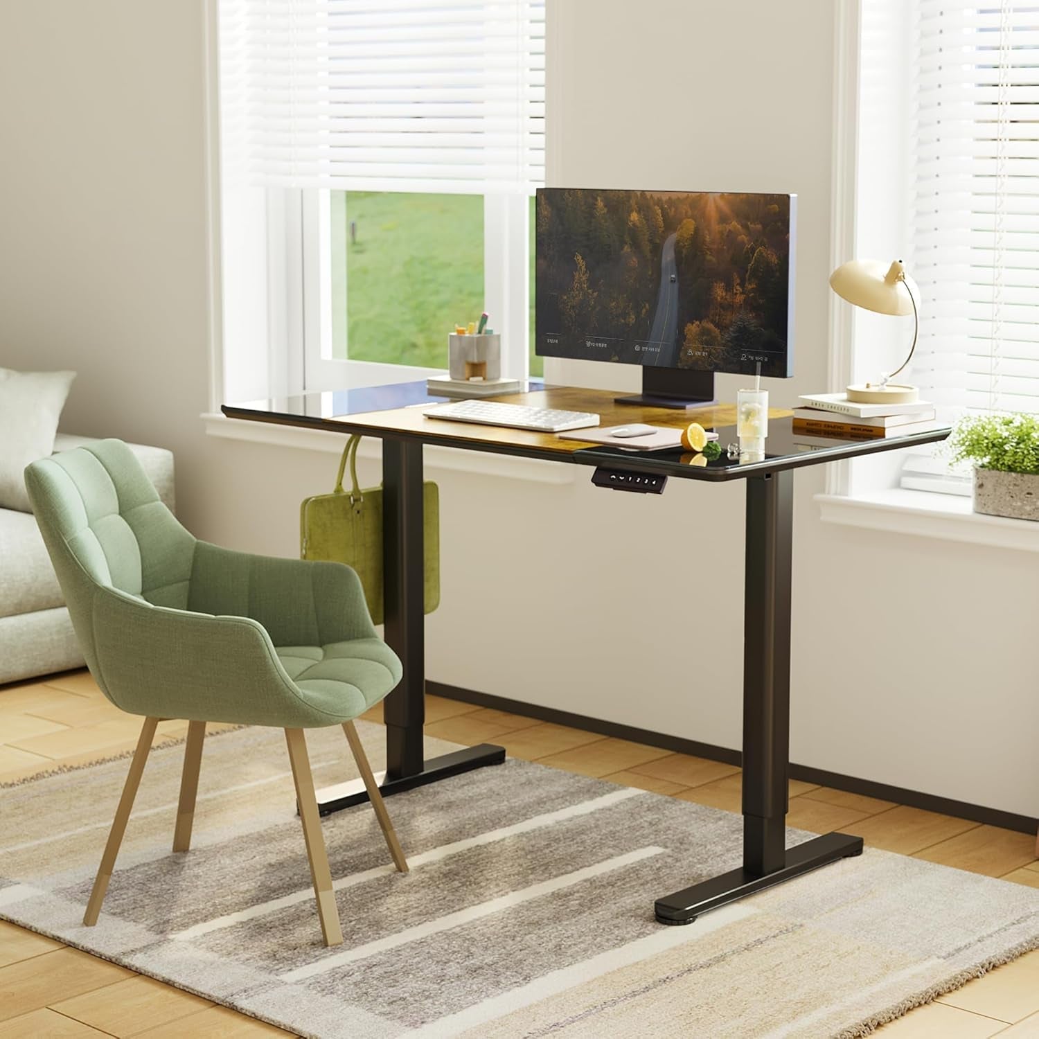 Height Adjustable Glass Standing Desk 48x24 Inches