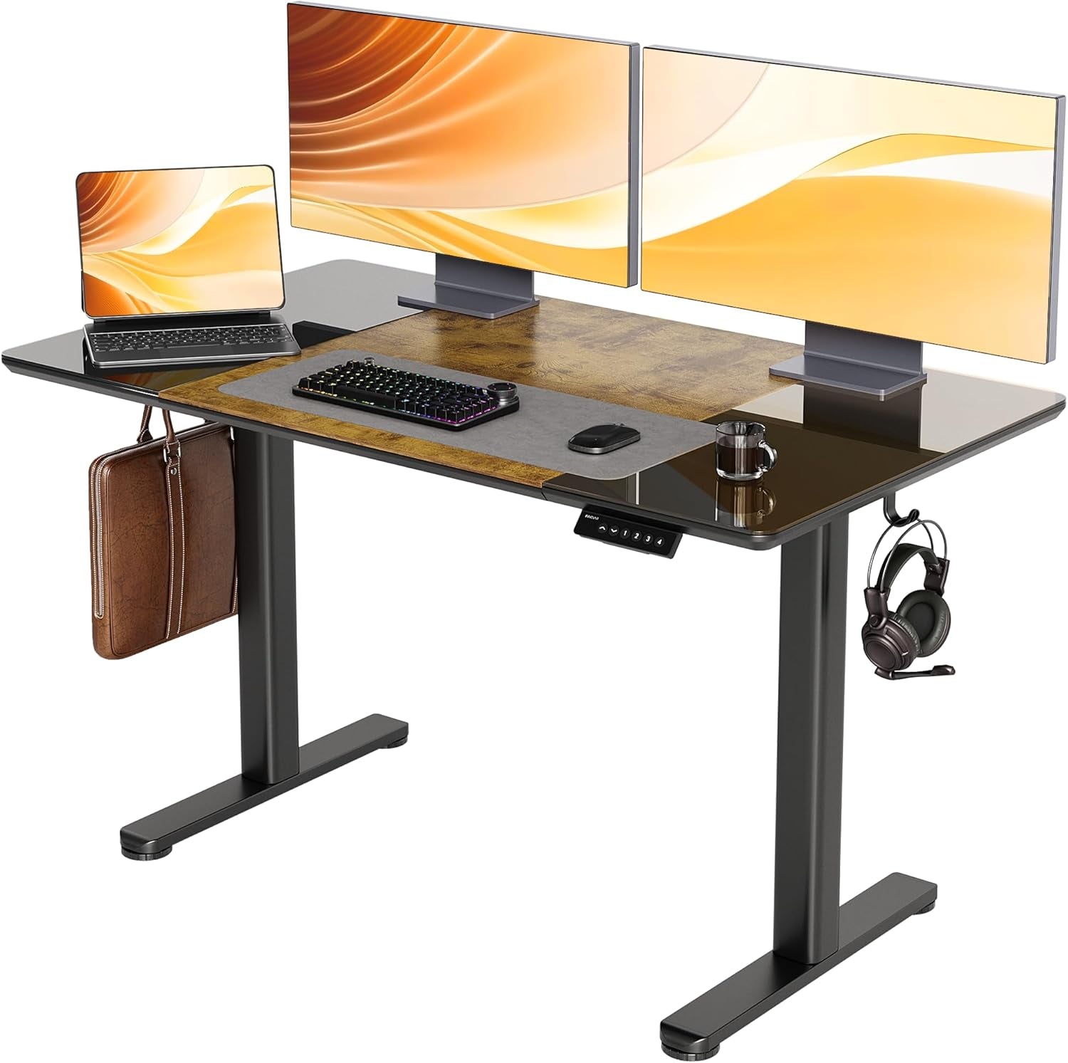 Height Adjustable Glass Standing Desk 48x24 Inches