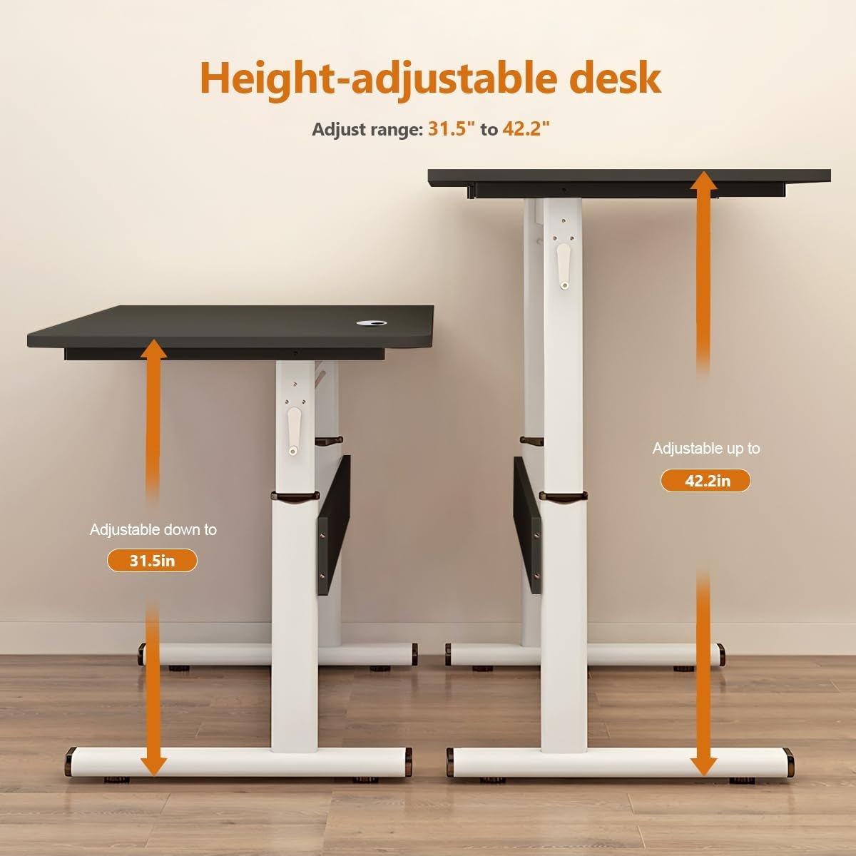 Height Adjustable Manual Standing Desk for Home Office