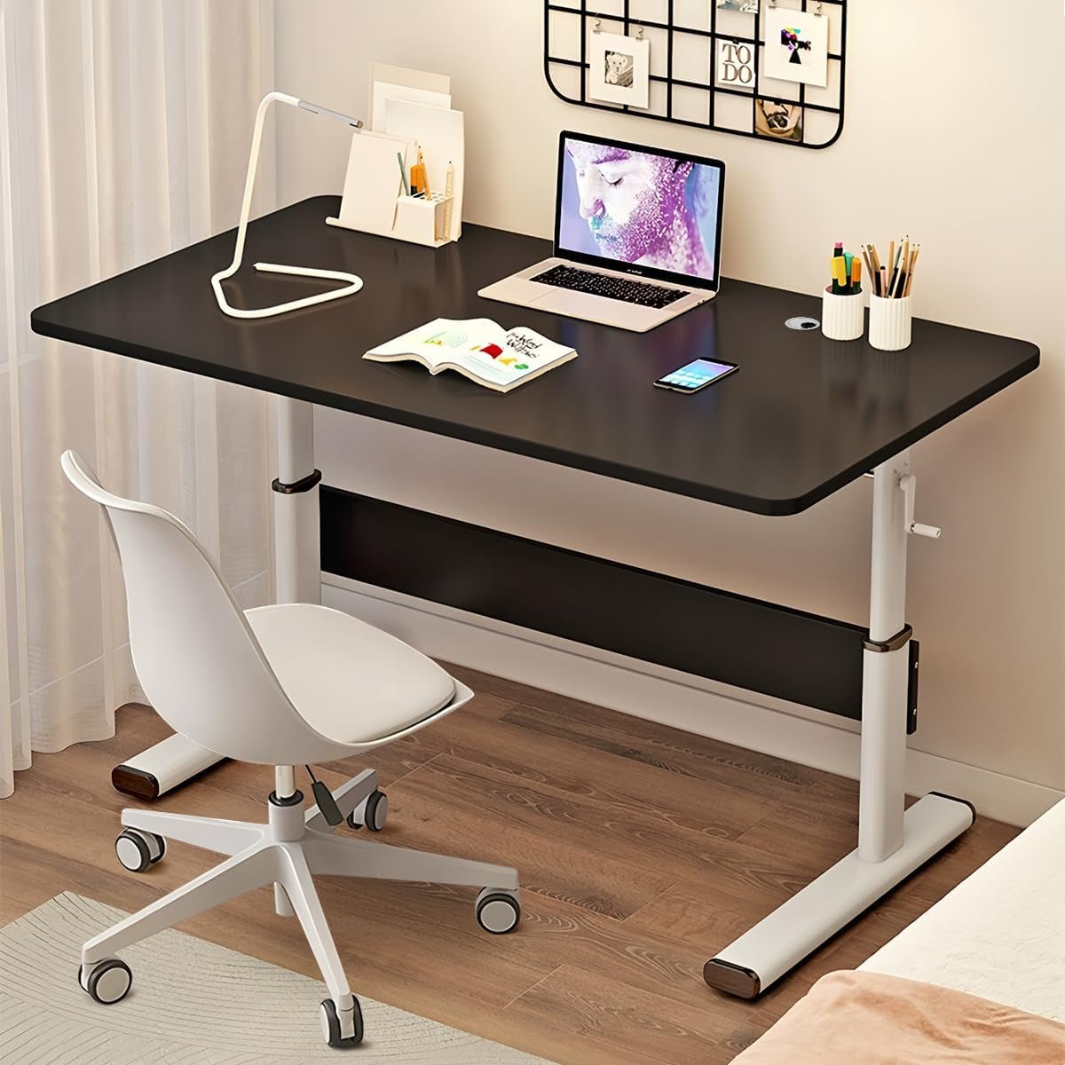 Height Adjustable Manual Standing Desk for Home Office