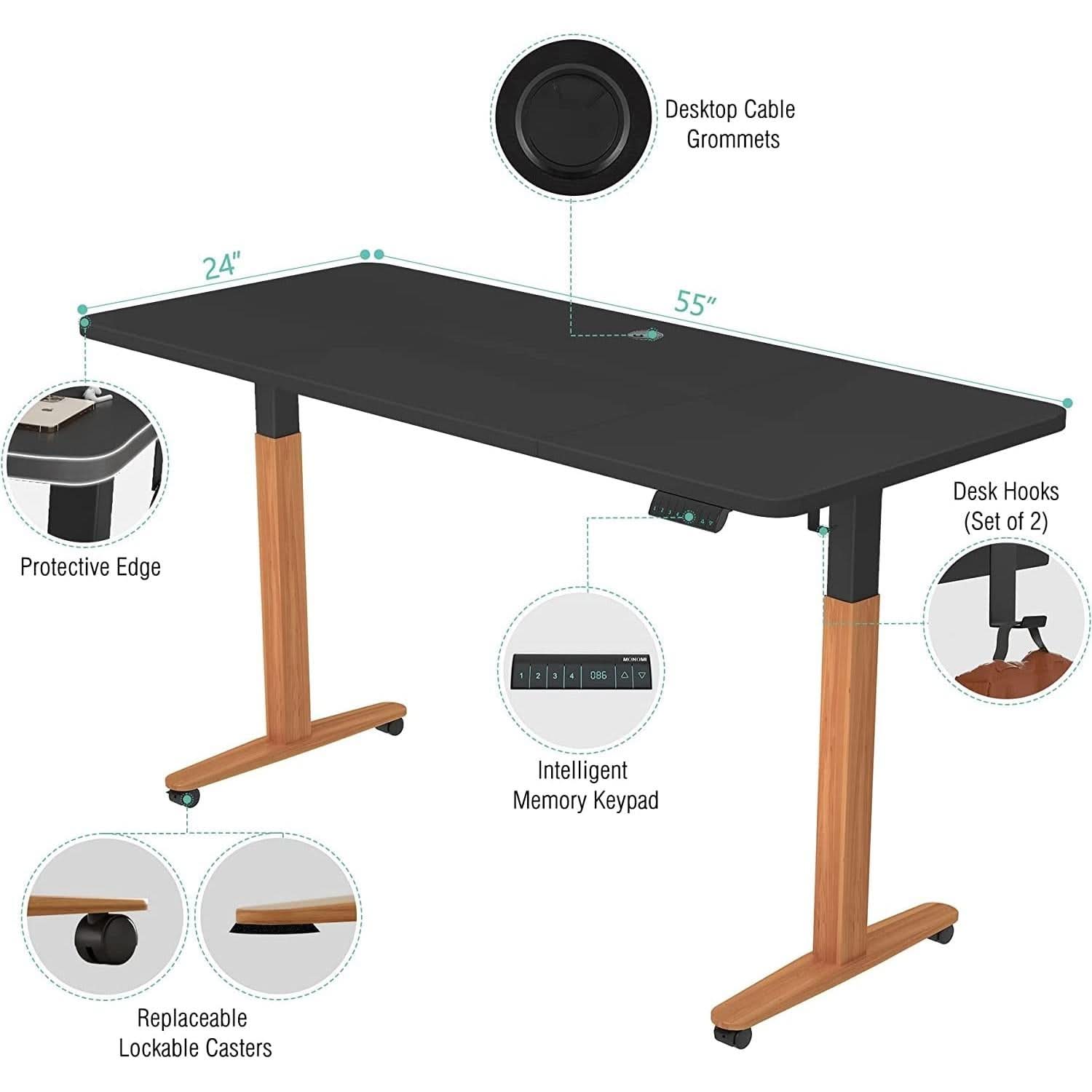 Height Adjustable Standing Desk With Memory Presets
