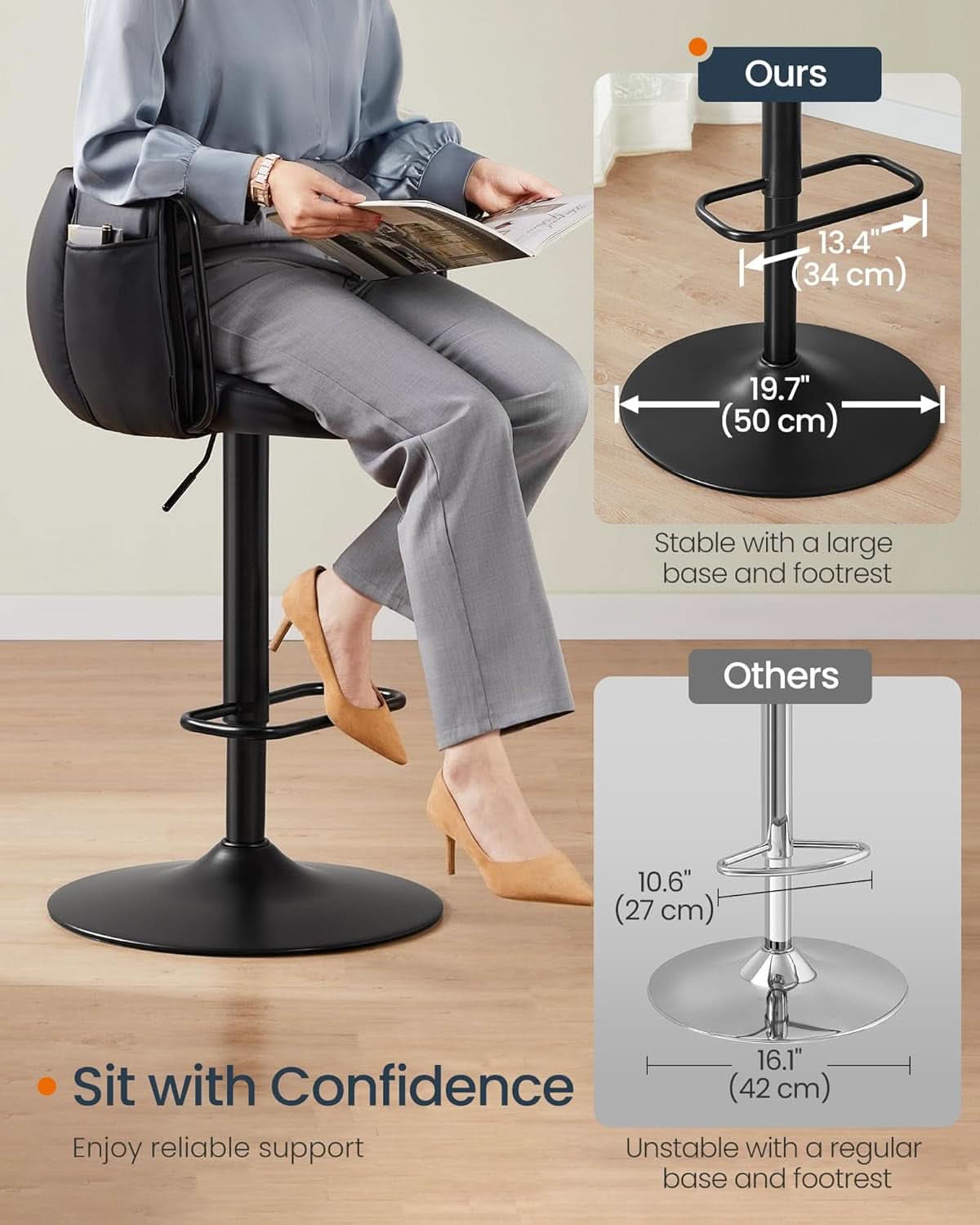 Height Adjustable Swivel Bar Stools Set of Two