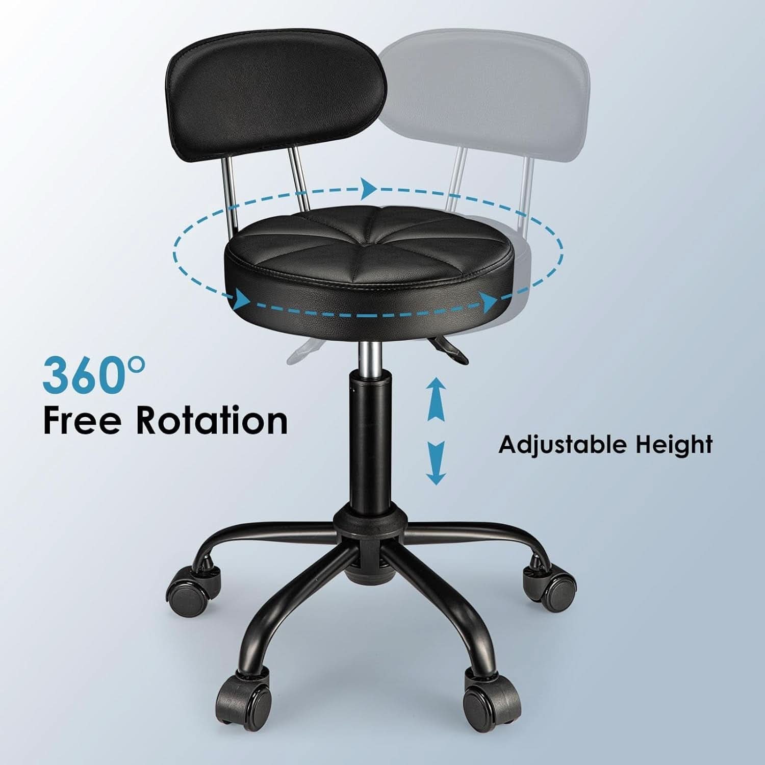 Height Adjustable Swivel Drafting Stool Black Wheels