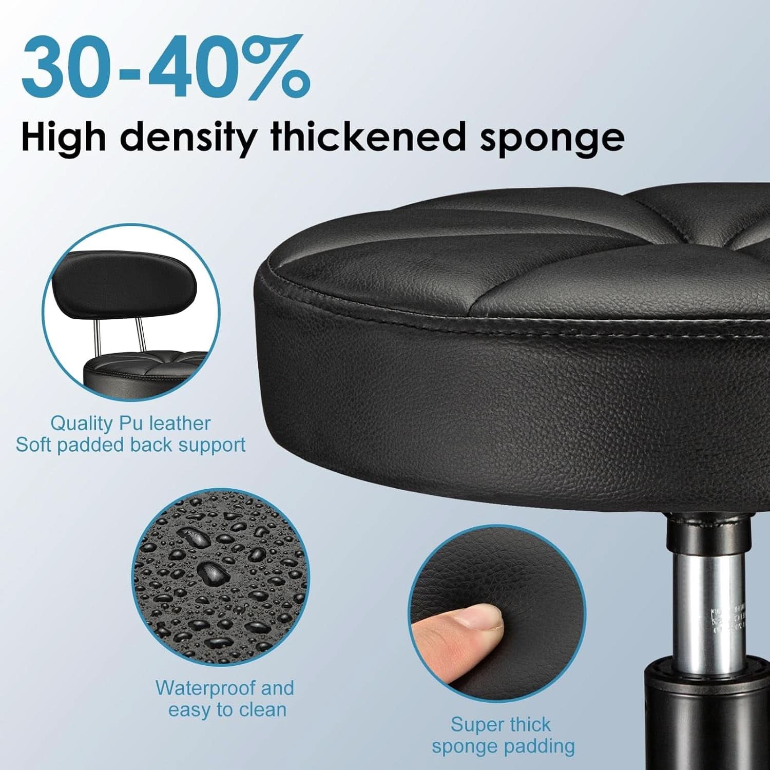 Height Adjustable Swivel Drafting Stool Black Wheels