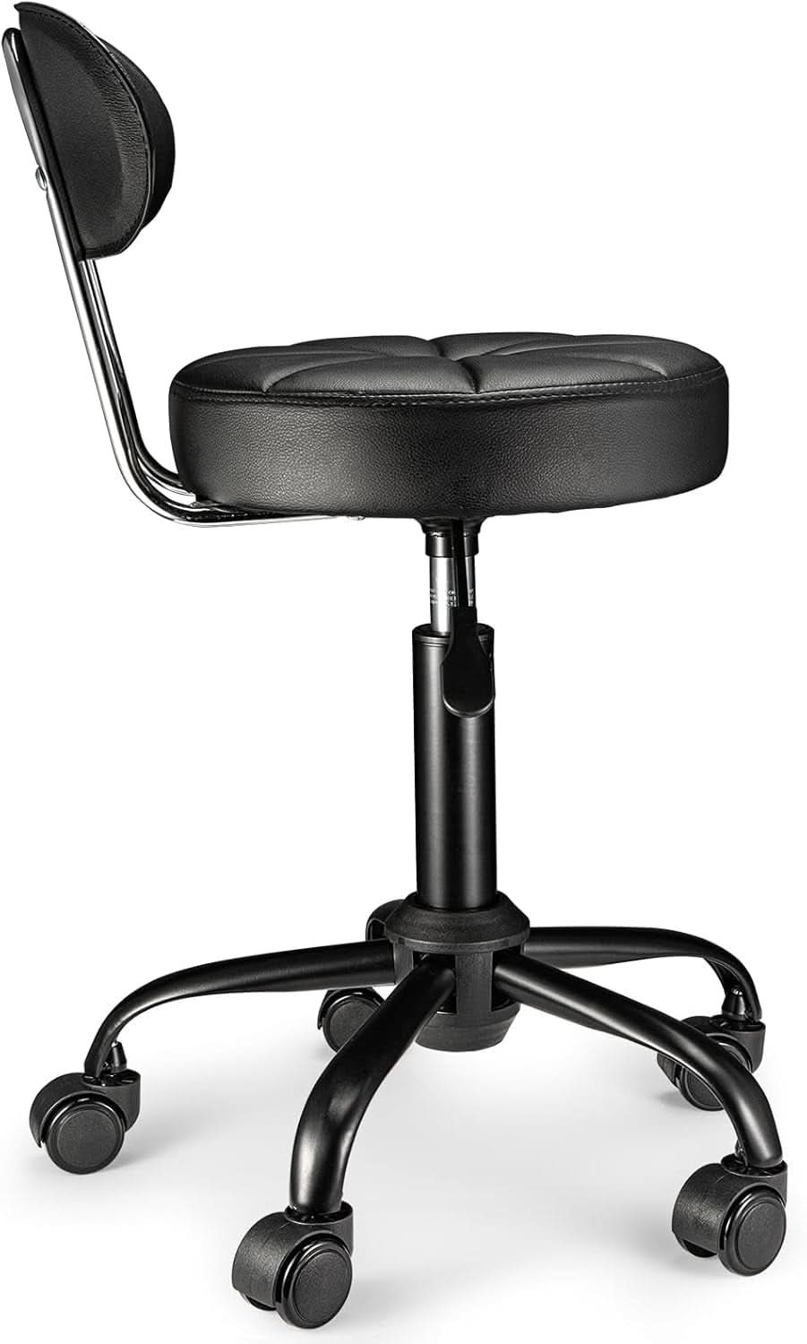 Height Adjustable Swivel Drafting Stool Black Wheels