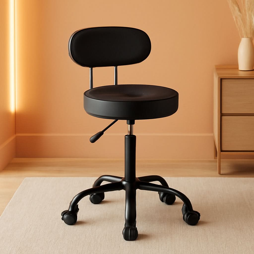 Height Adjustable Swivel Drafting Stool Black Wheels
