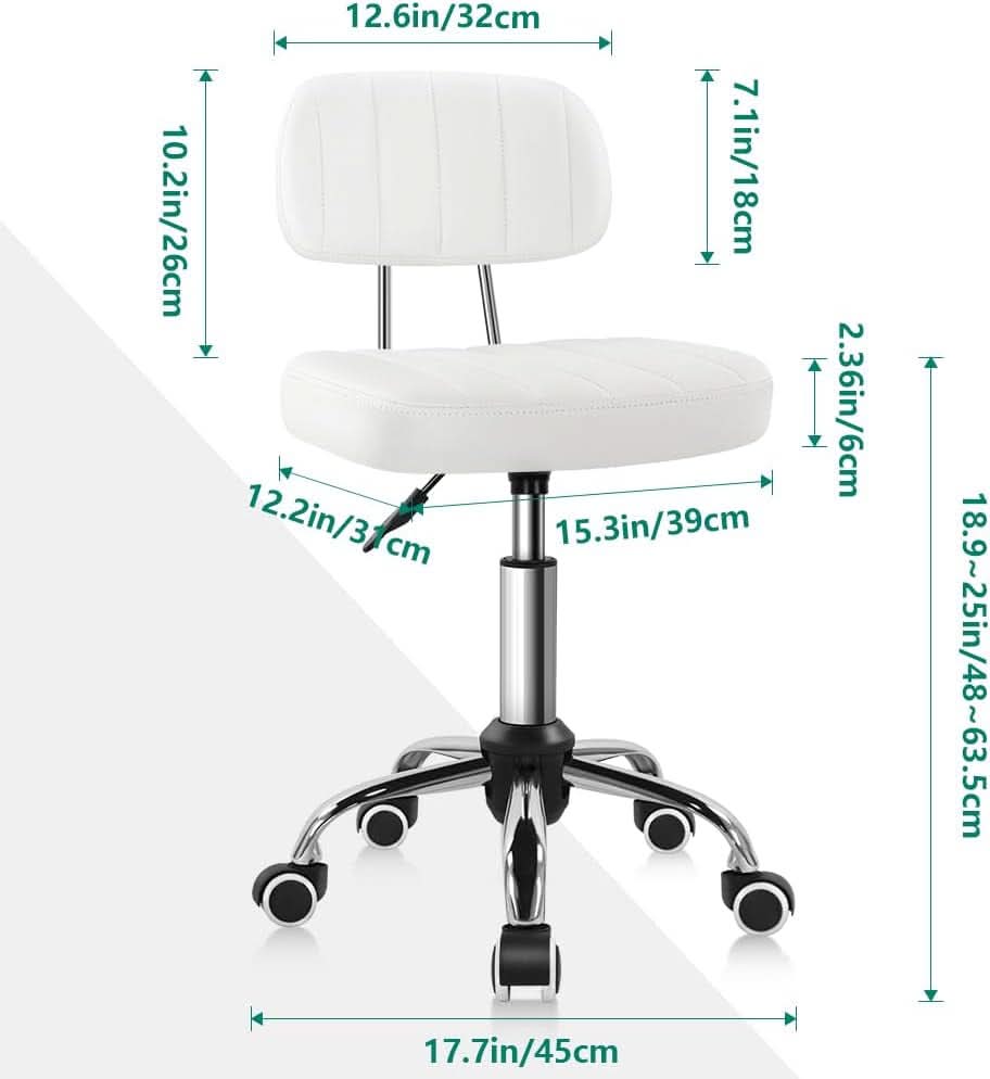 Height Adjustable Swivel Office Stool With Wheels And Back
