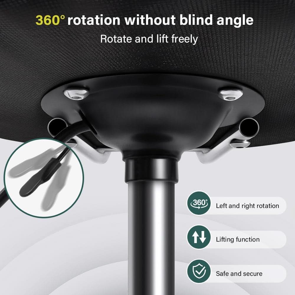 Height Adjustable Swivel Office Stool With Wheels And Back