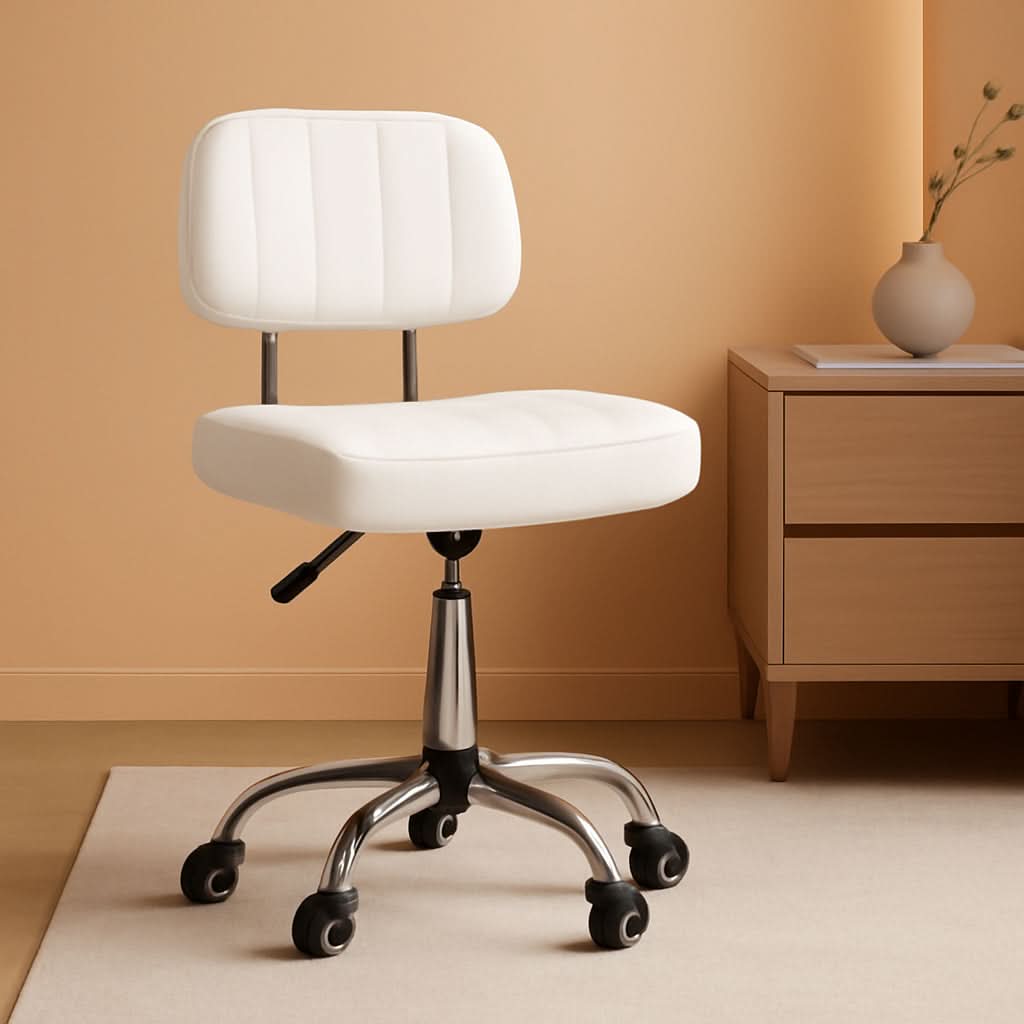 Height Adjustable Swivel Office Stool With Wheels And Back