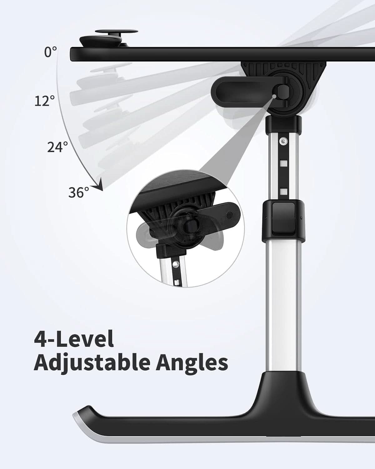 Height and Angle Adjustable Laptop Desk for Bed and Couch