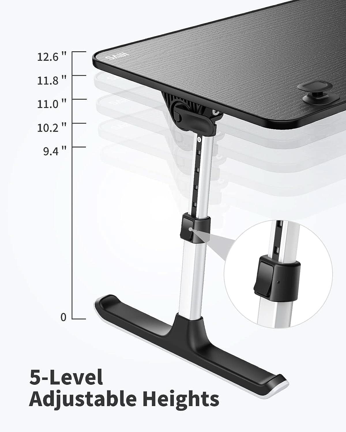 Height and Angle Adjustable Laptop Desk for Bed and Couch