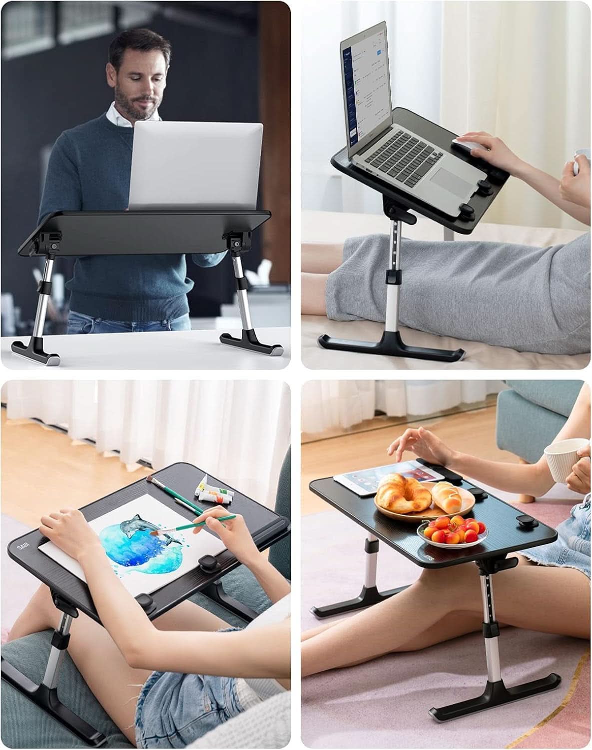 Height and Angle Adjustable Laptop Desk for Bed and Couch