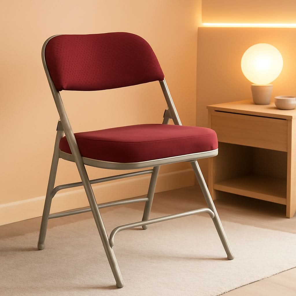 Hercules Folding Chairs Cushioned Burgundy Set of 2