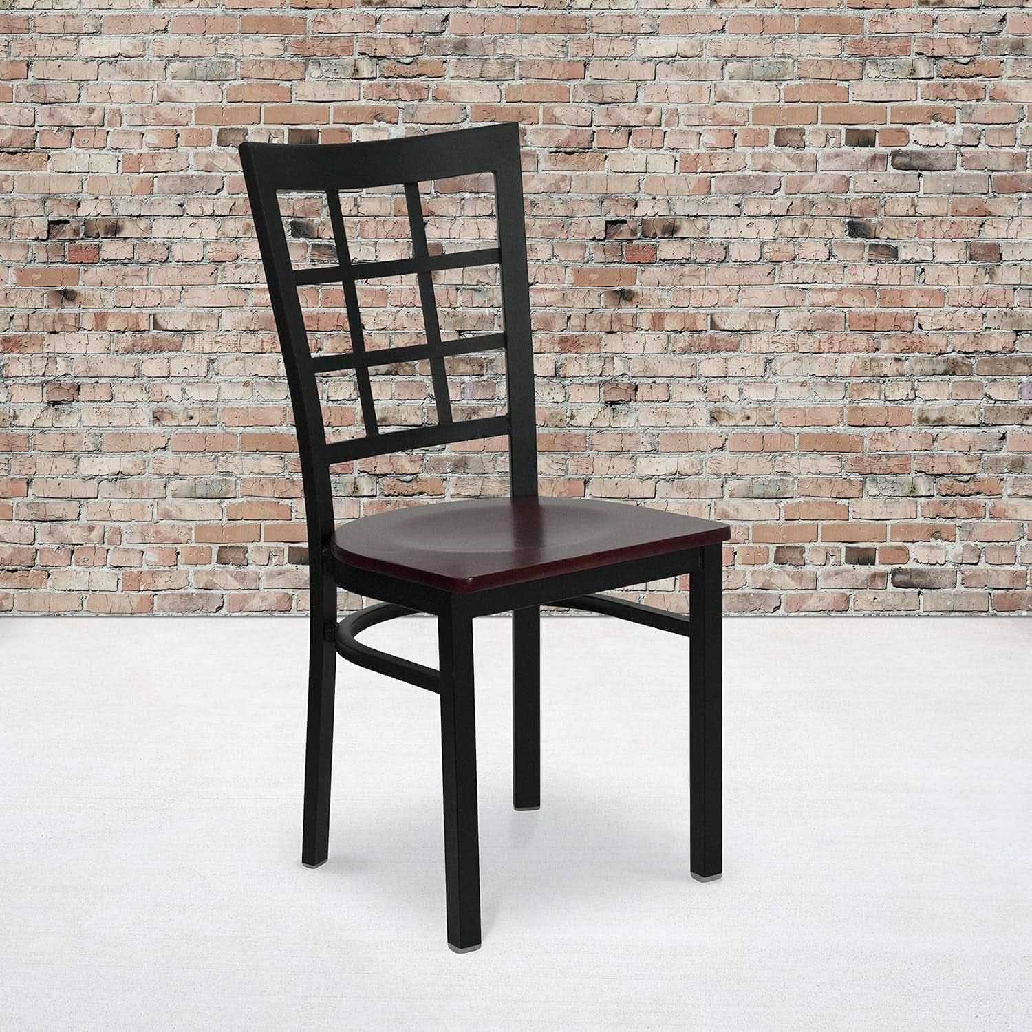 Hercules Series Black Window Back Metal Restaurant Chair
