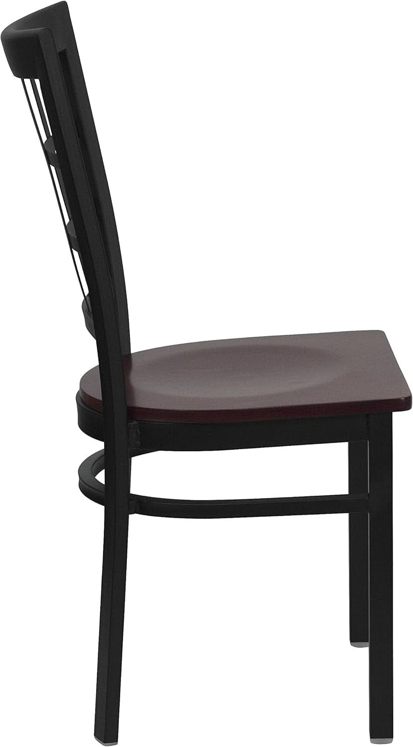 Hercules Series Black Window Back Metal Restaurant Chair