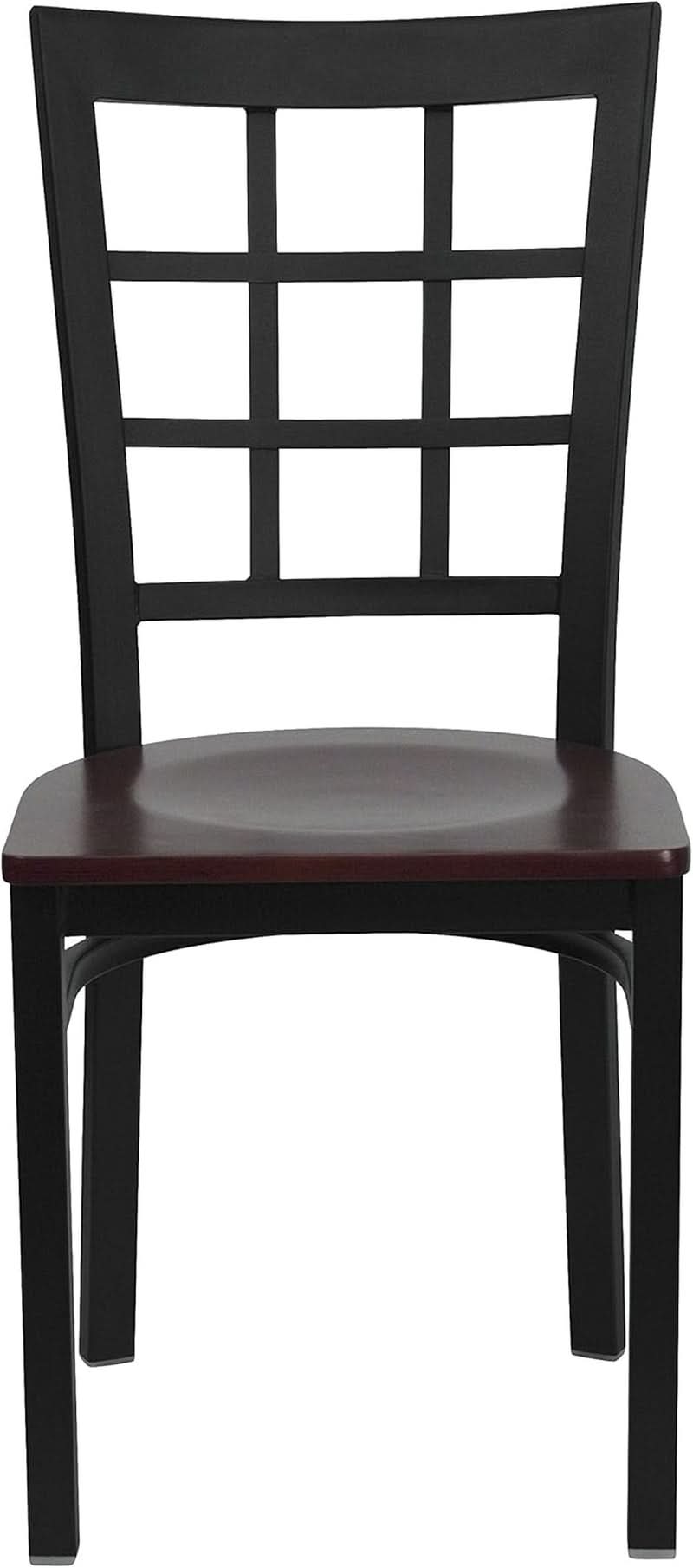 Hercules Series Black Window Back Metal Restaurant Chair
