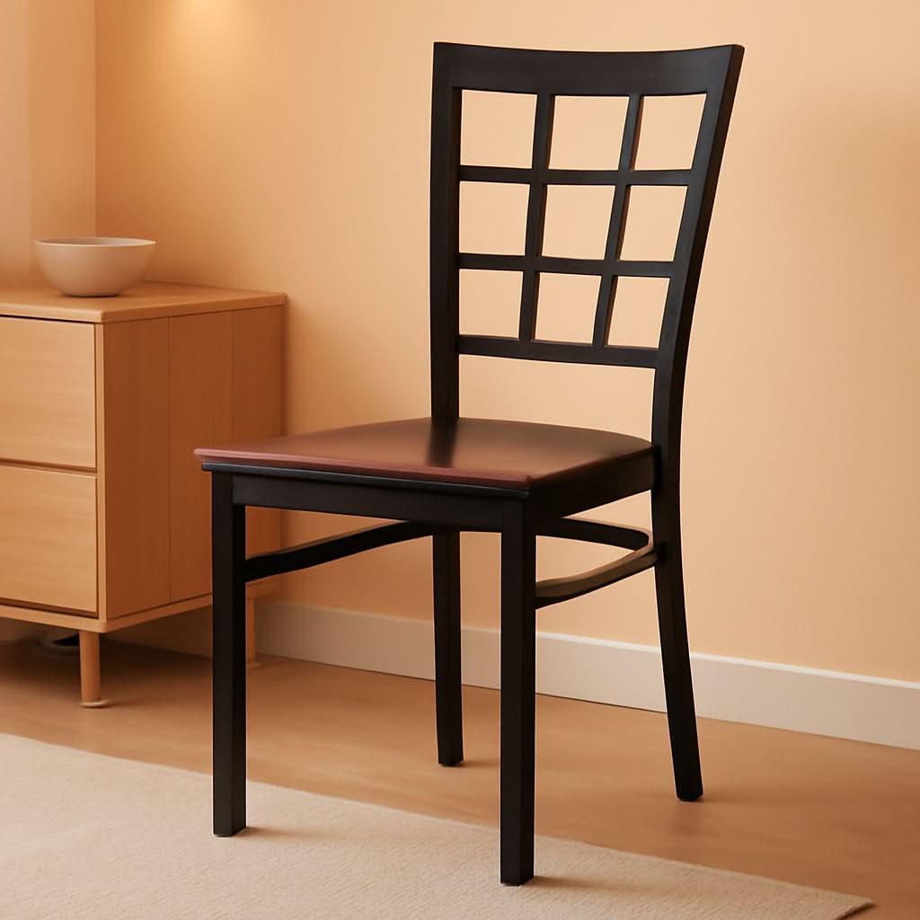 Hercules Series Black Window Back Metal Restaurant Chair