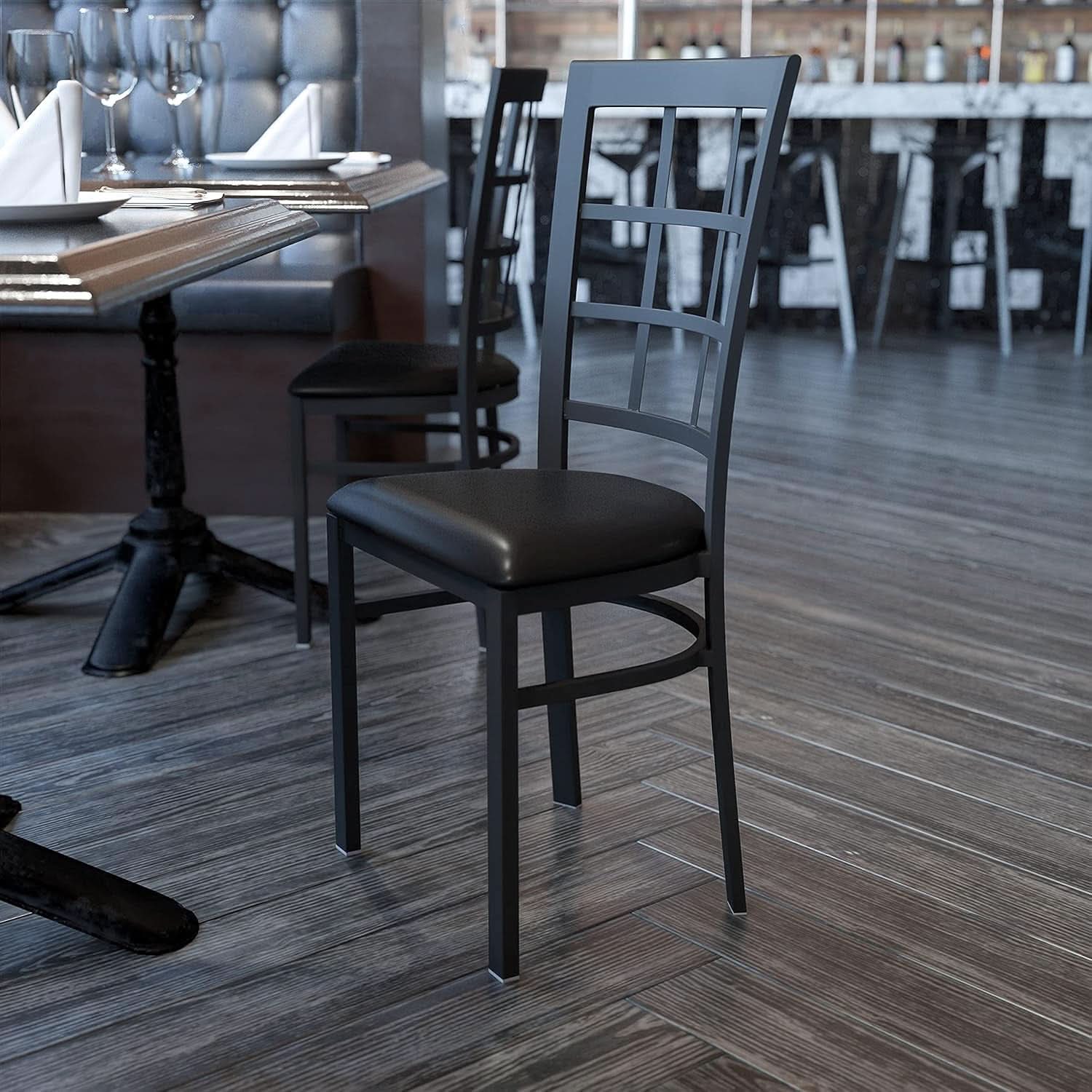 Hercules Series Window Back Restaurant Chair Black
