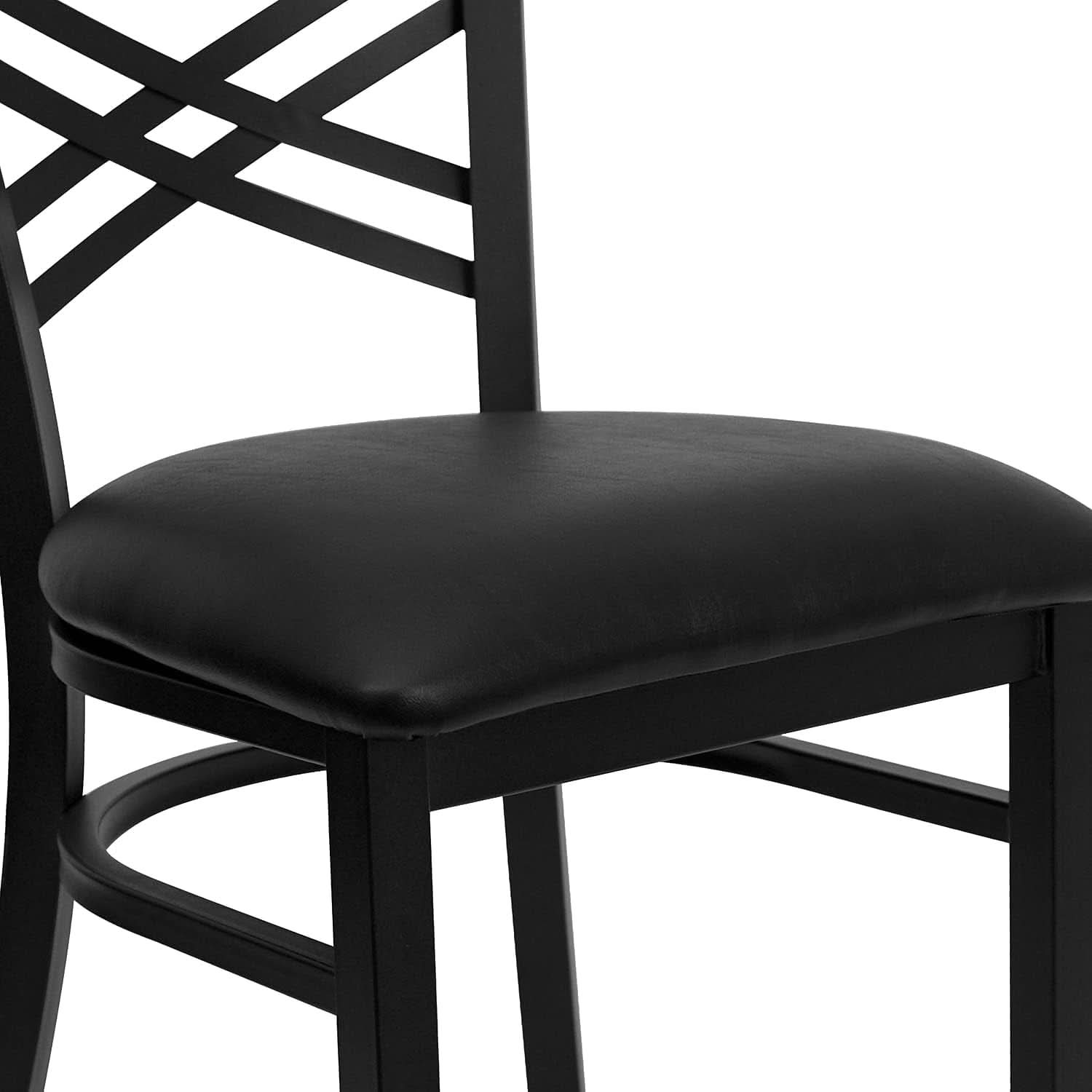 Hercules Series X Back Metal Armless Dining Chairs Black