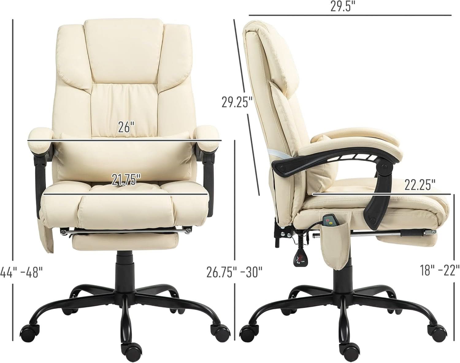 High Back Massage Chair With 6 Point Vibration Beige