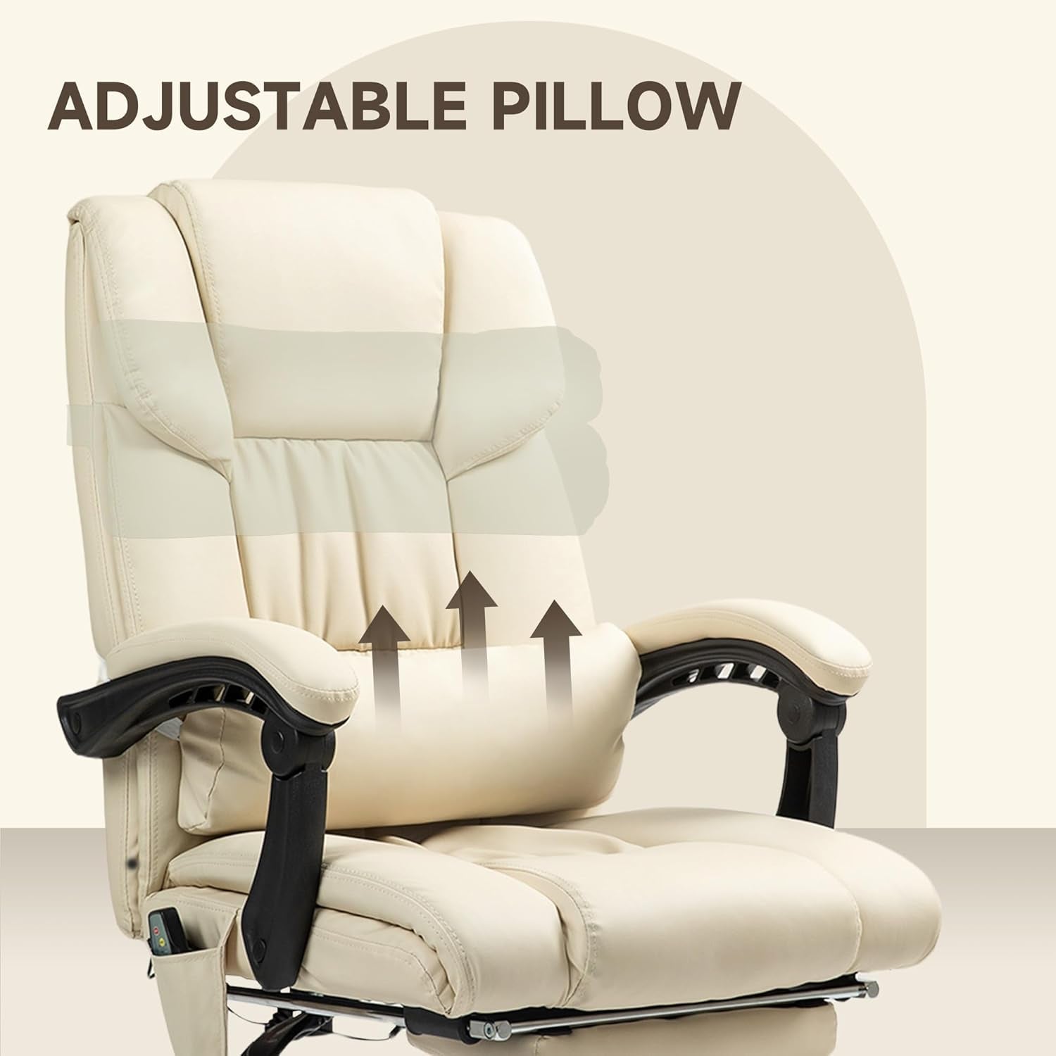 High Back Massage Chair With 6 Point Vibration Beige
