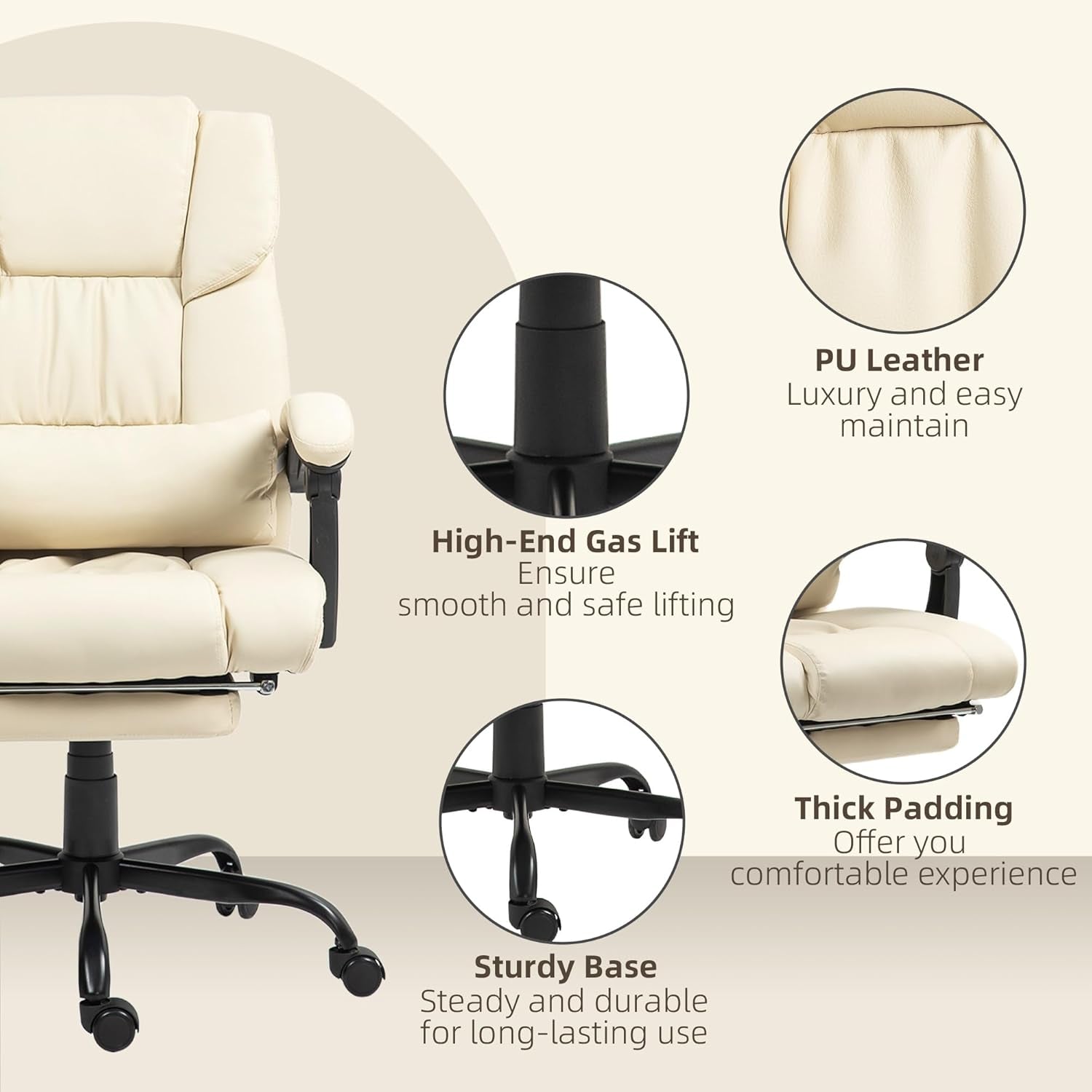 High Back Massage Chair With 6 Point Vibration Beige