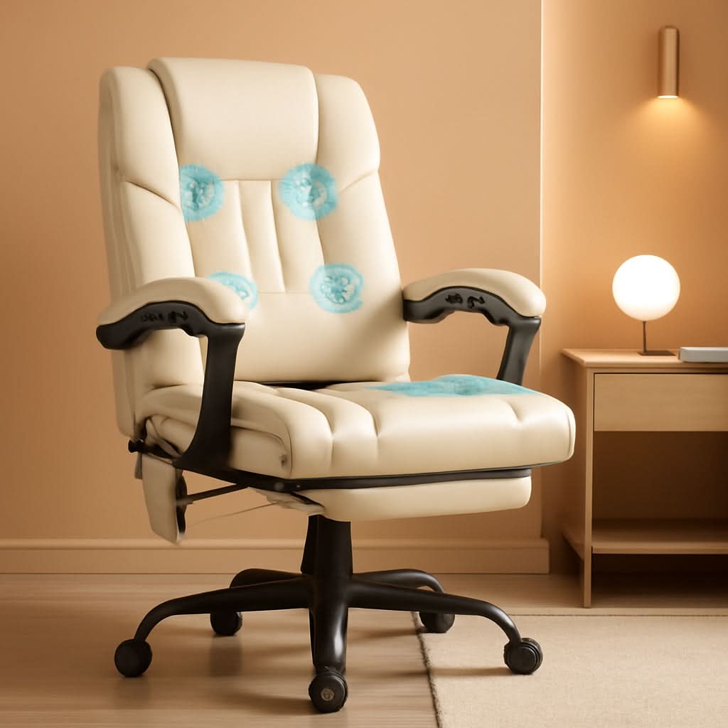 High Back Massage Chair With 6 Point Vibration Beige
