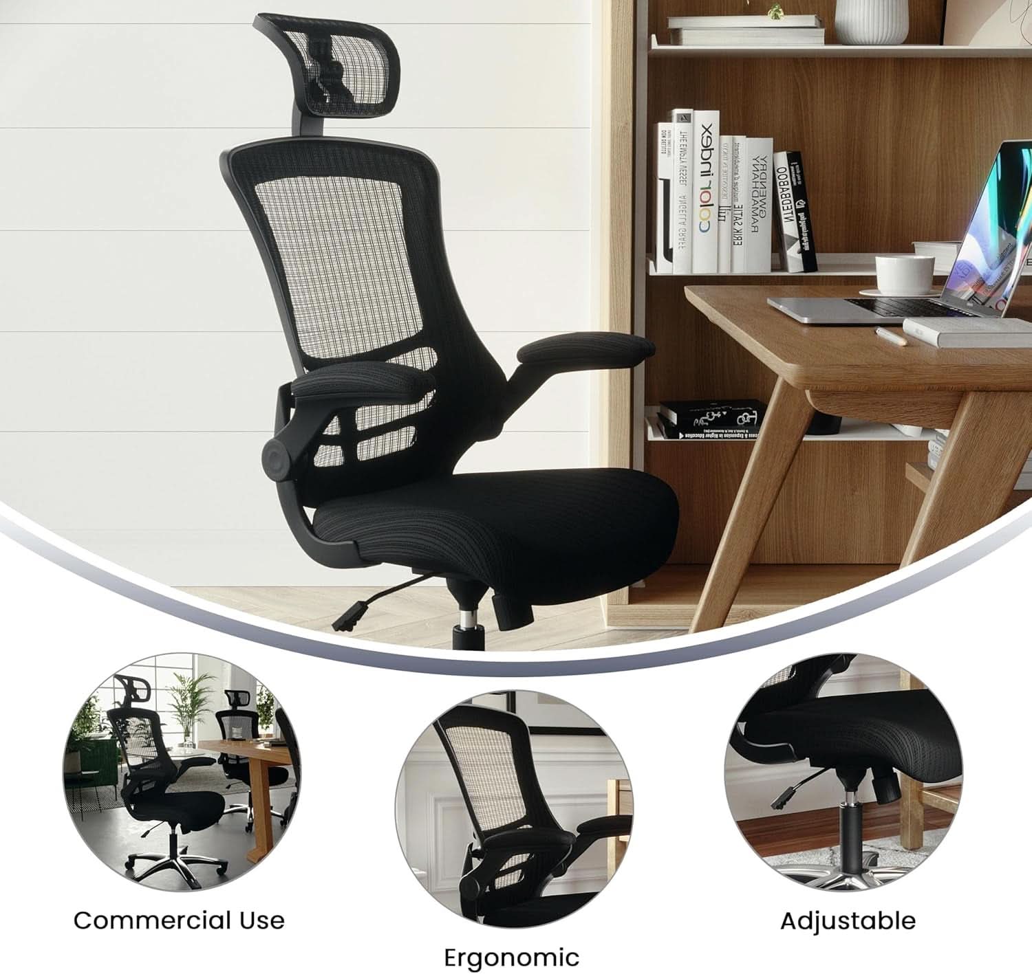 High Back Swivel Office Chair With Lumbar Support Black