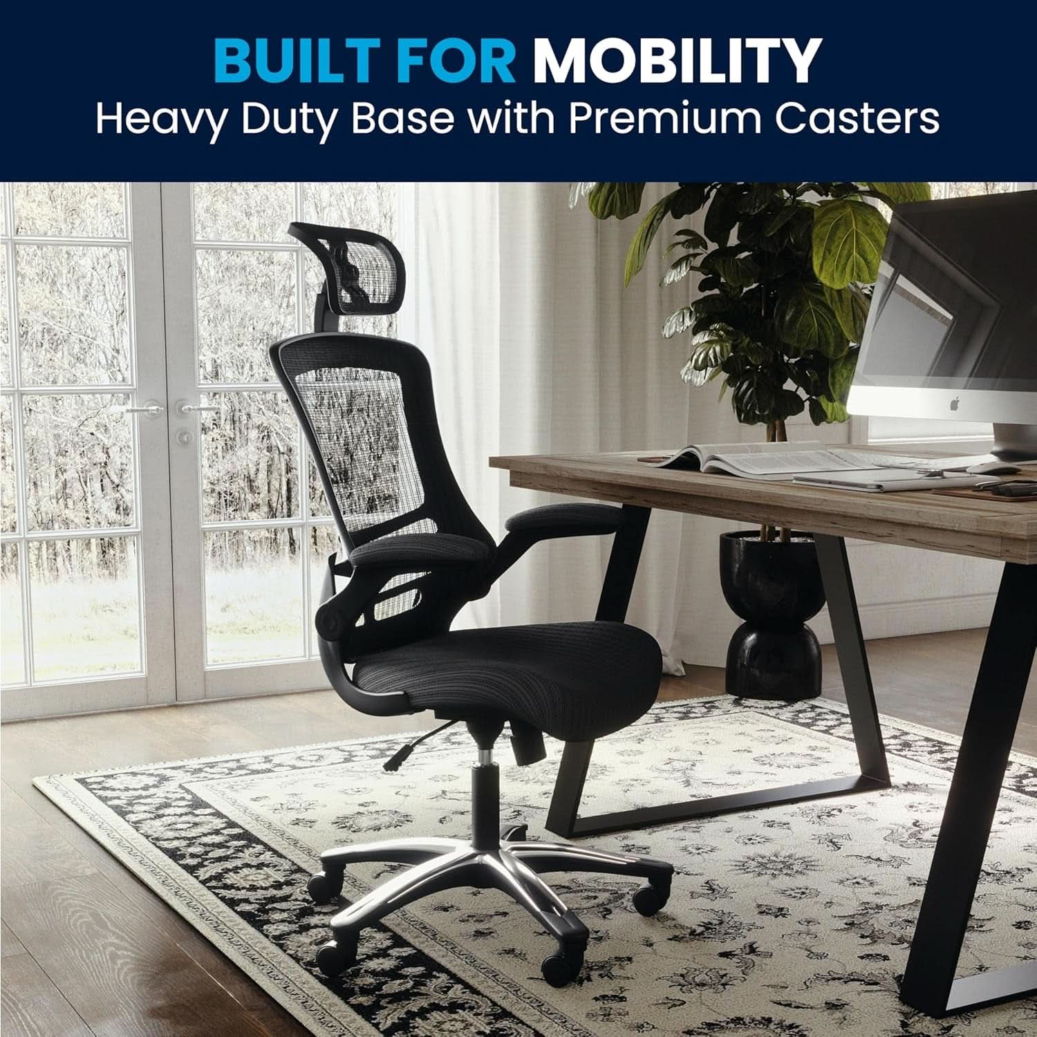 High Back Swivel Office Chair With Lumbar Support Black