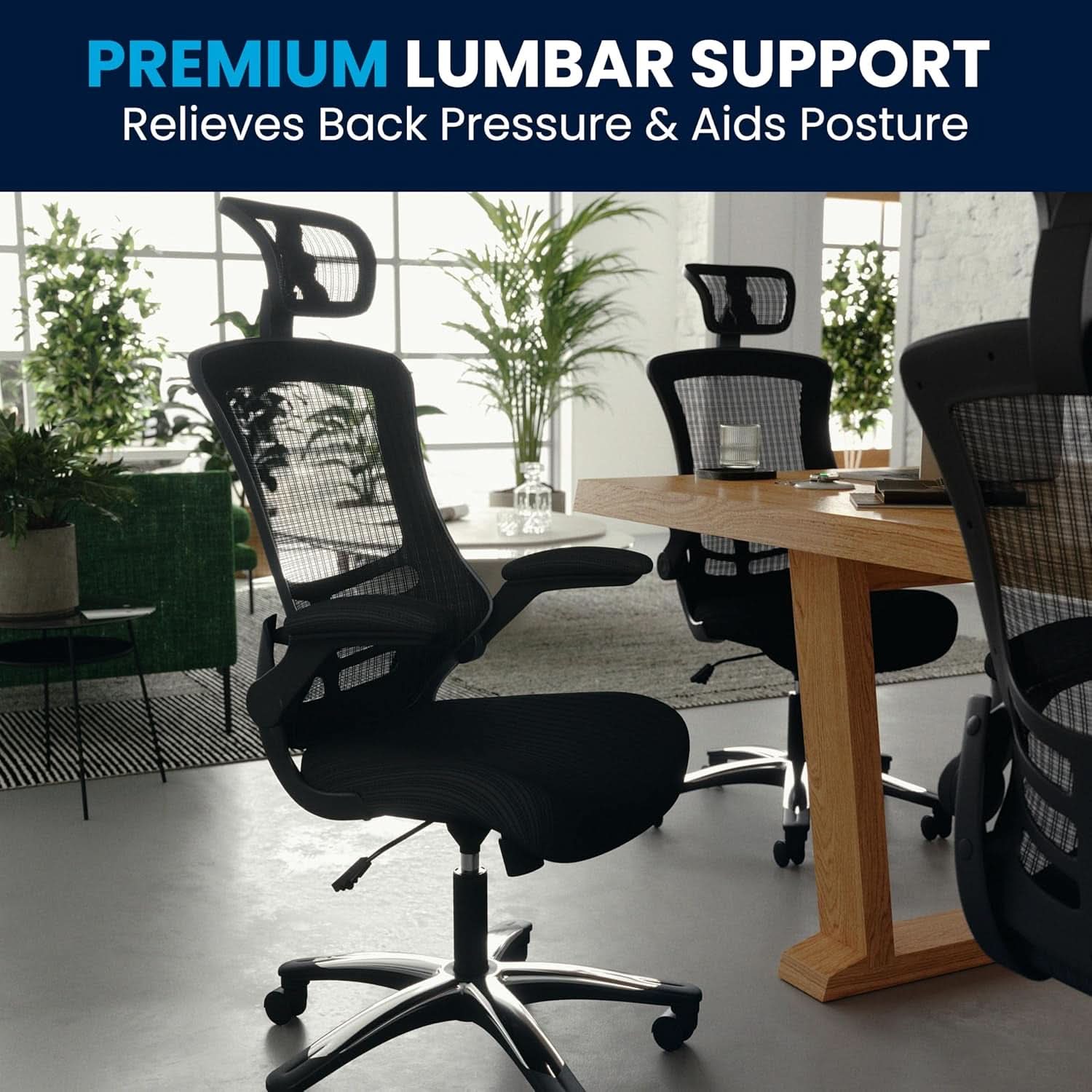 High Back Swivel Office Chair With Lumbar Support Black