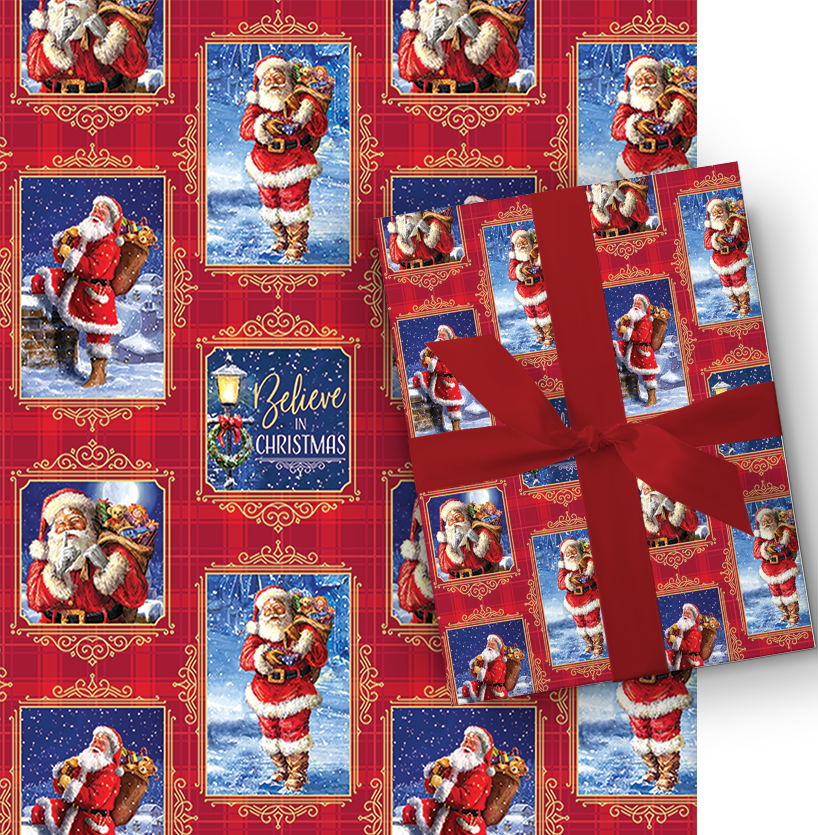 Holiday Roll Wrap - 30" x 168" - Classic Santa's Night