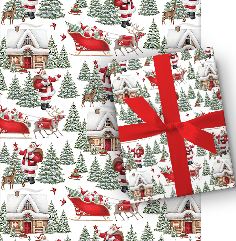 Holiday Roll Wrap - 30" x 168" - Santa's Winter Wonderland