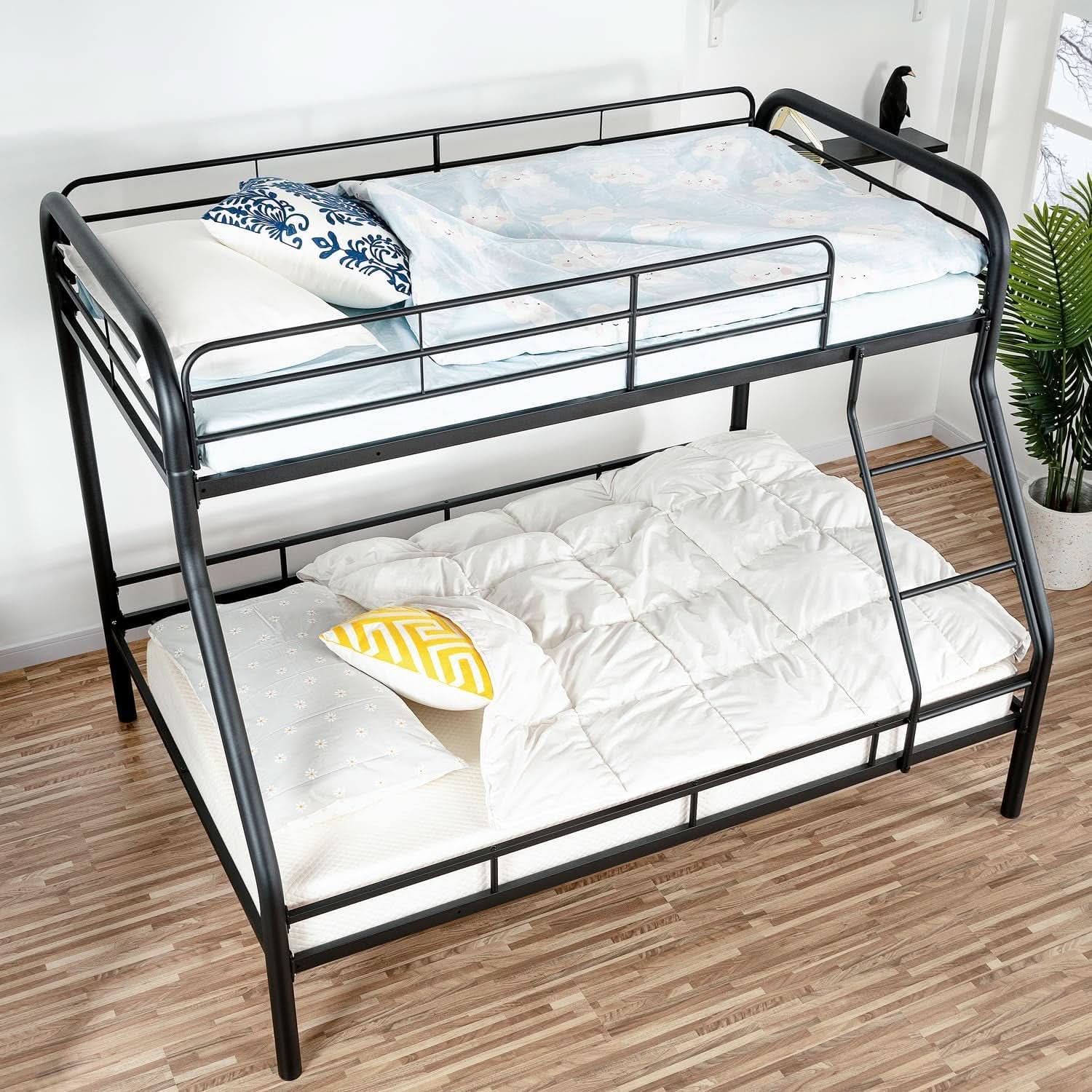 Hollywood Twin Over Full Metal Bunk Bed With Guardrails