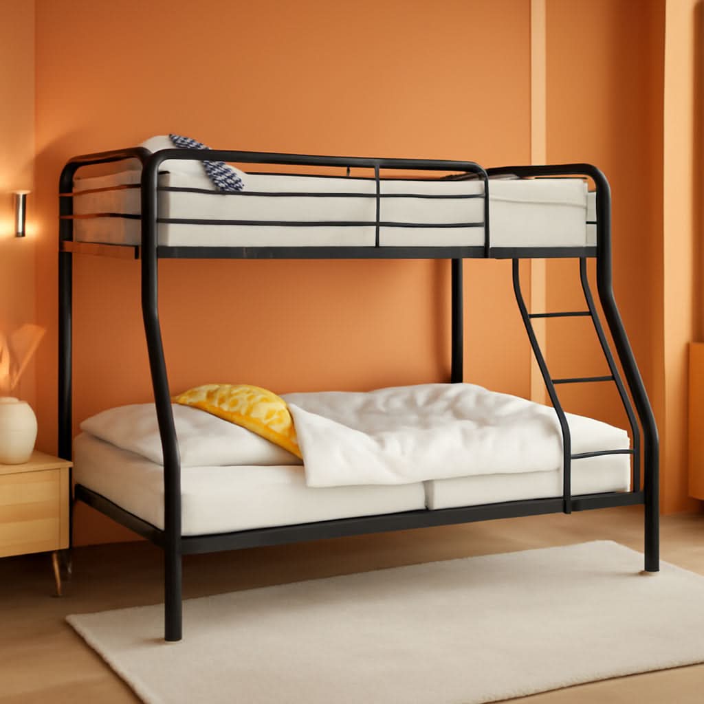 Hollywood Twin Over Full Metal Bunk Bed With Guardrails