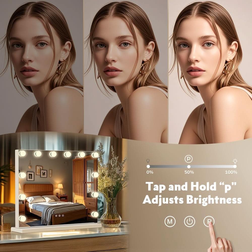 Hollywood Vanity Mirror With 12 LED Lights 3 Color Modes