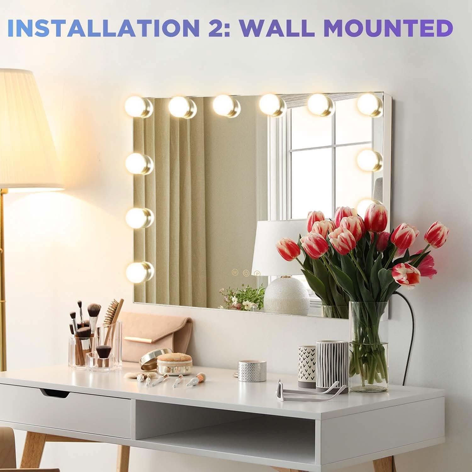 Hollywood Vanity Mirror With 12 LED Lights 3 Color Modes