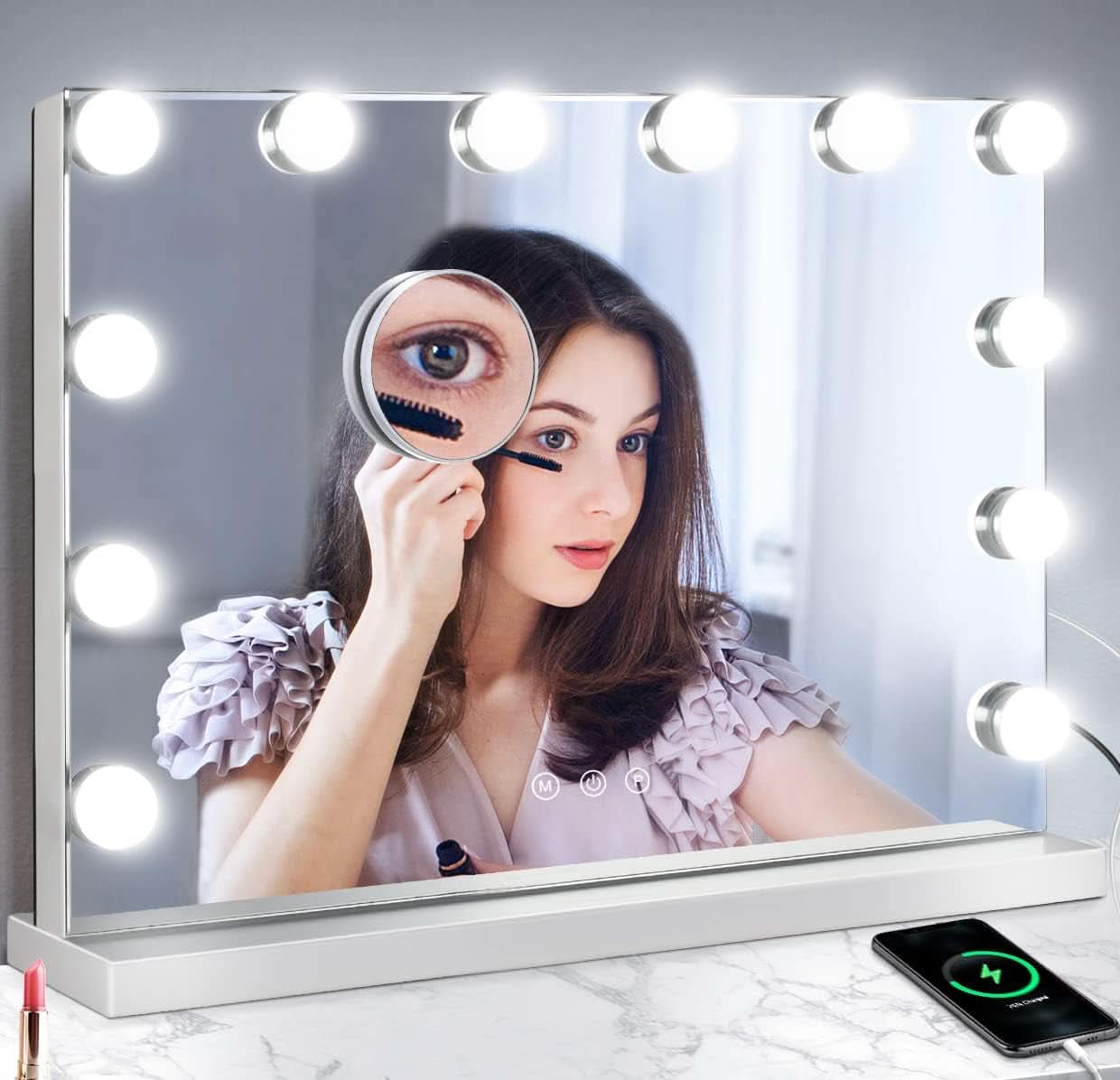 Hollywood Vanity Mirror With 12 LED Lights 3 Color Modes