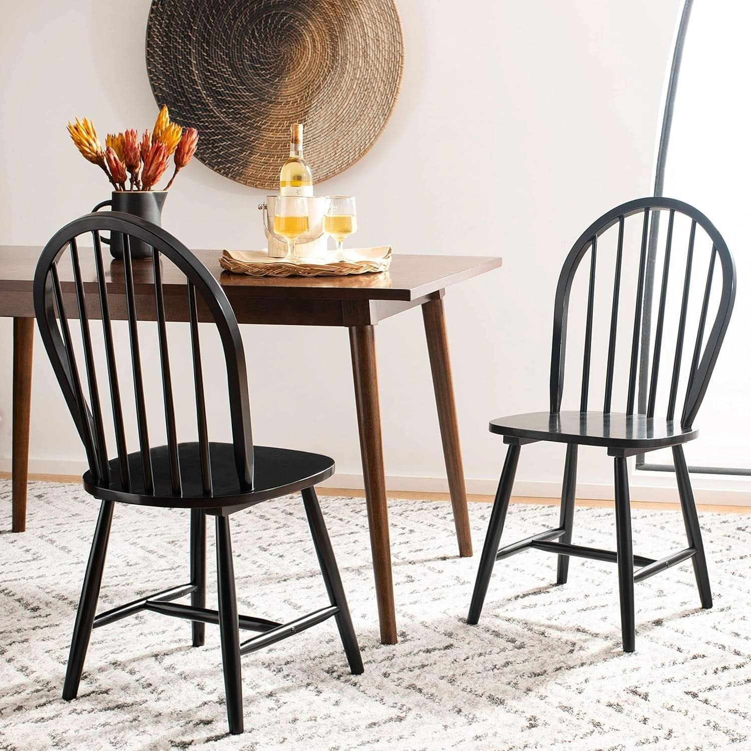 Home Camden 18 Inch Black Farmhouse Dining Chairs Set Of 2