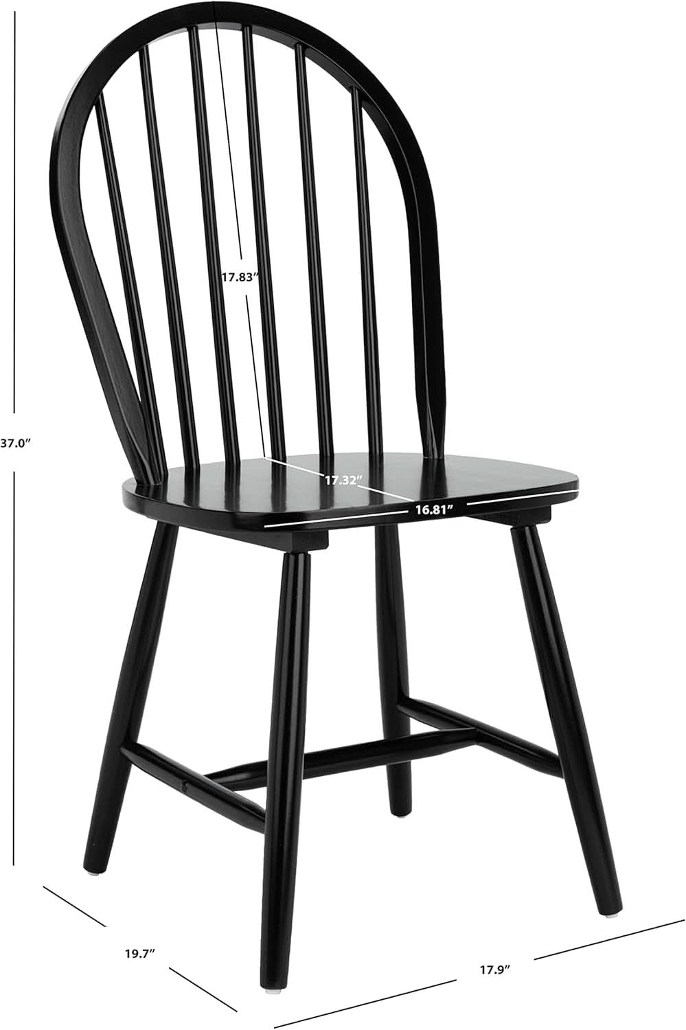 Home Camden 18 Inch Black Farmhouse Dining Chairs Set Of 2