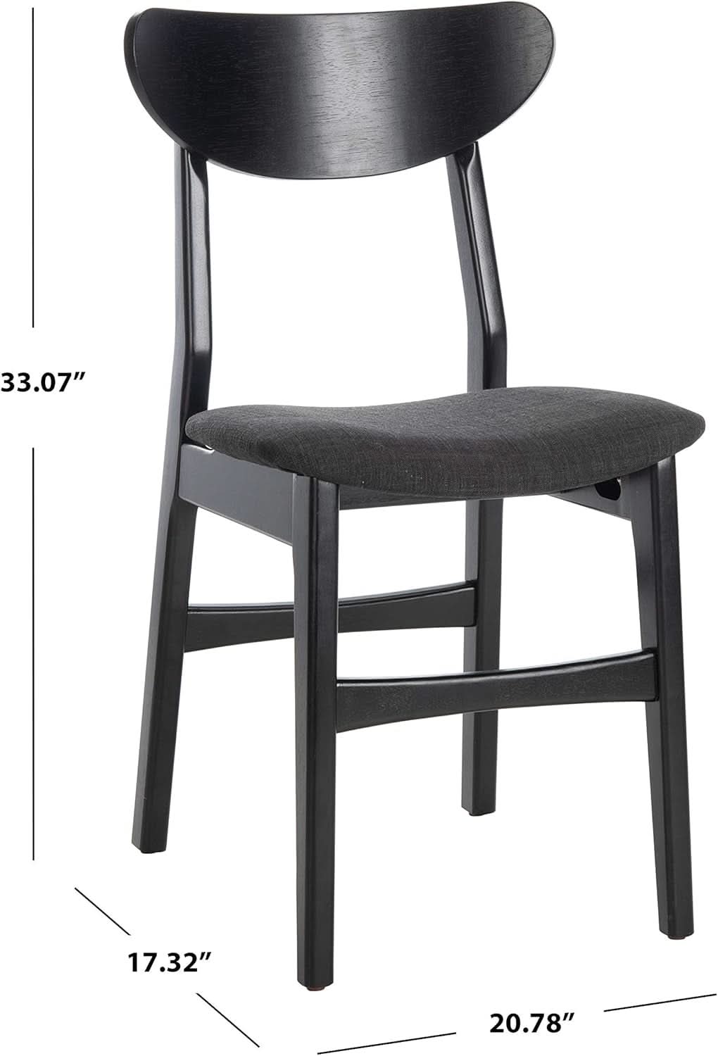 Home Lucca Retro Black Cushion Dining Chair Set Of 2 Wood