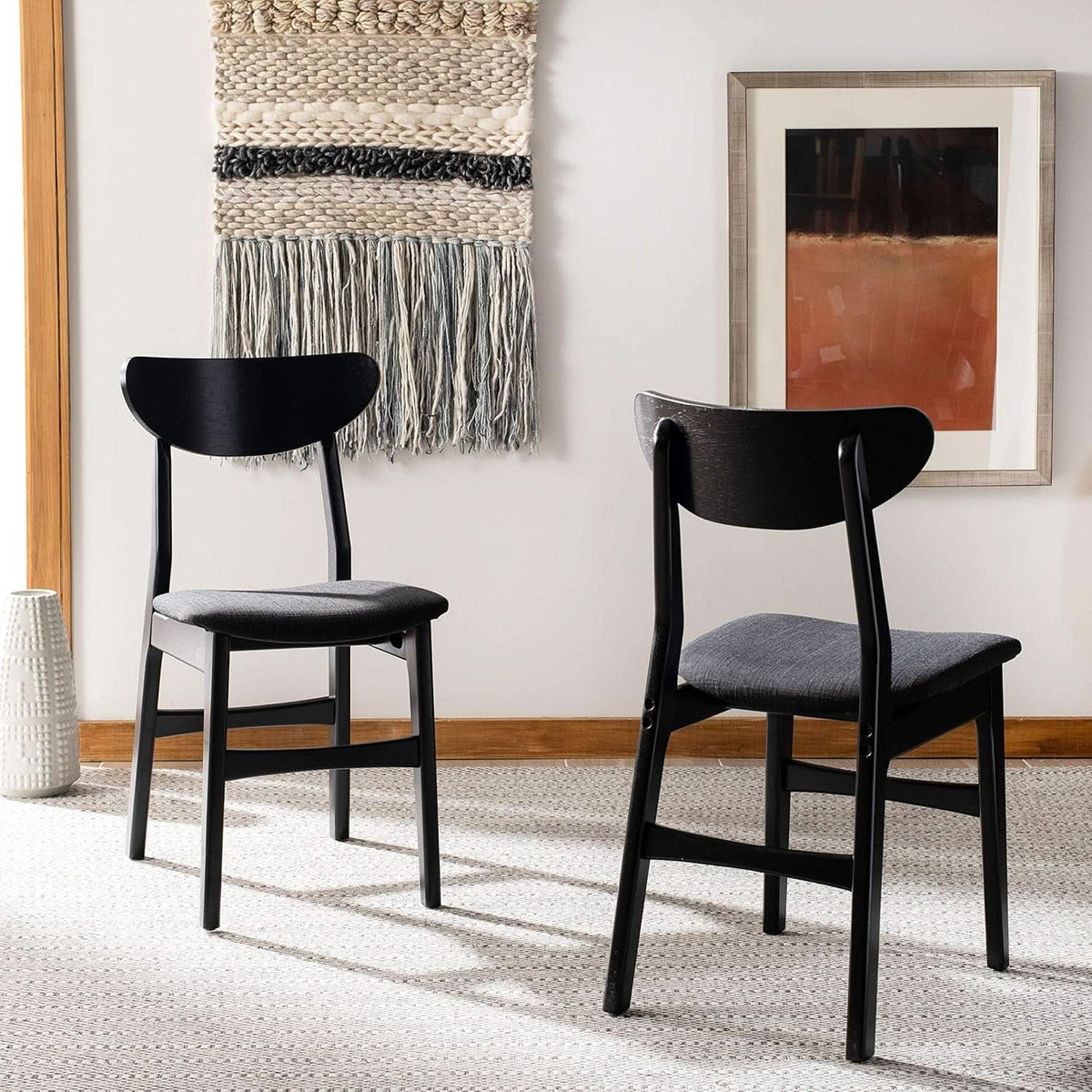 Home Lucca Retro Black Cushion Dining Chair Set Of 2 Wood
