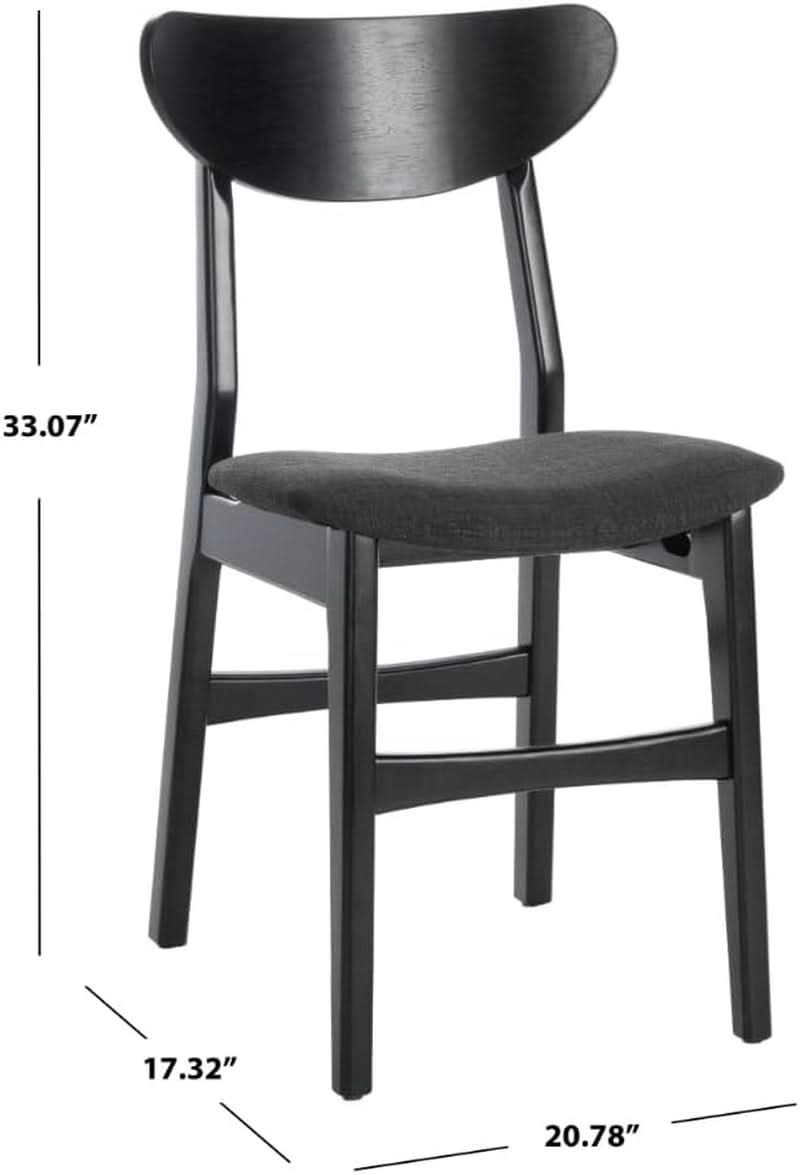 Home Lucca Retro Black Cushion Dining Chair Set Of 2 Wood