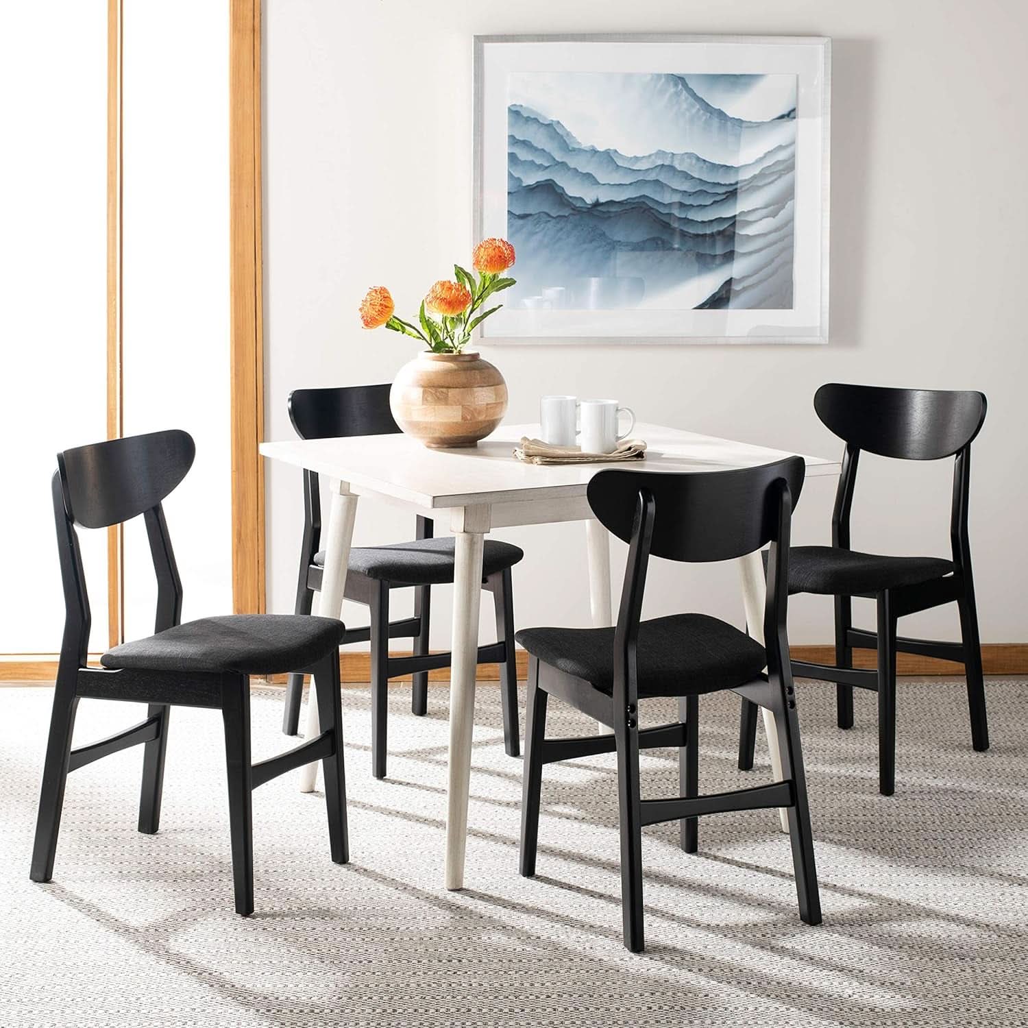 Home Lucca Retro Black Cushion Dining Chair Set Of 2 Wood