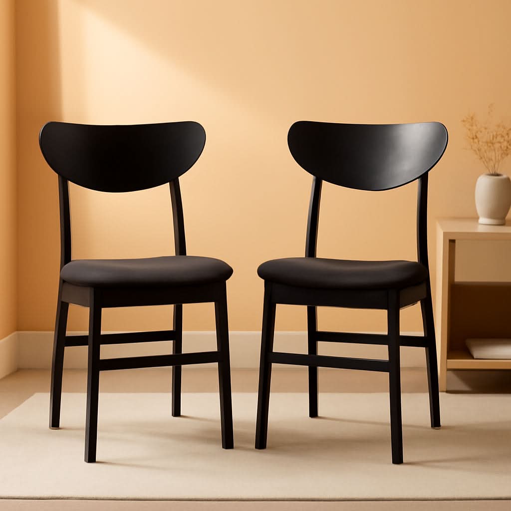 Home Lucca Retro Black Cushion Dining Chair Set Of 2 Wood