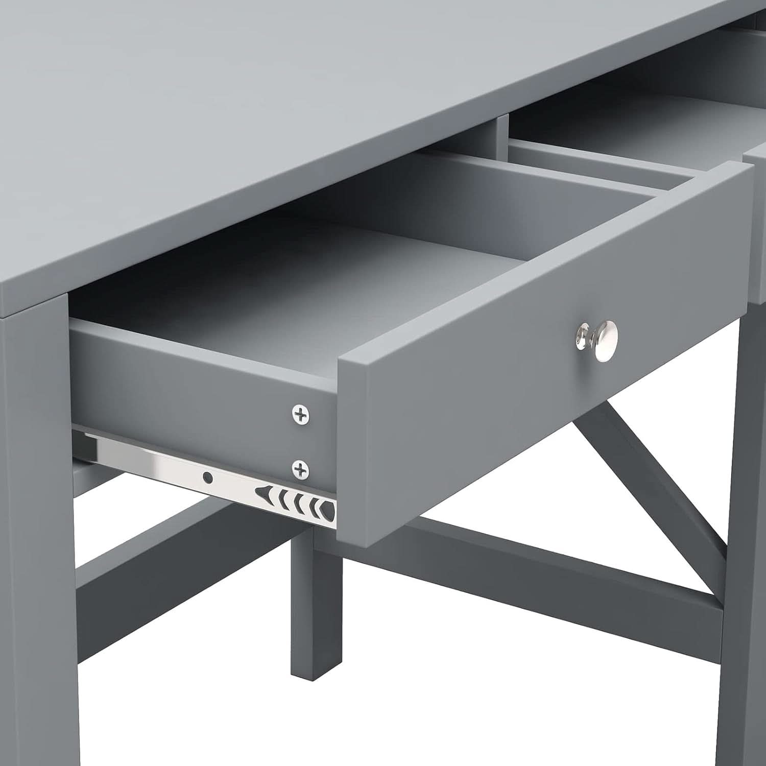 Home Office Desk Grey With Two Drawers Computer Table
