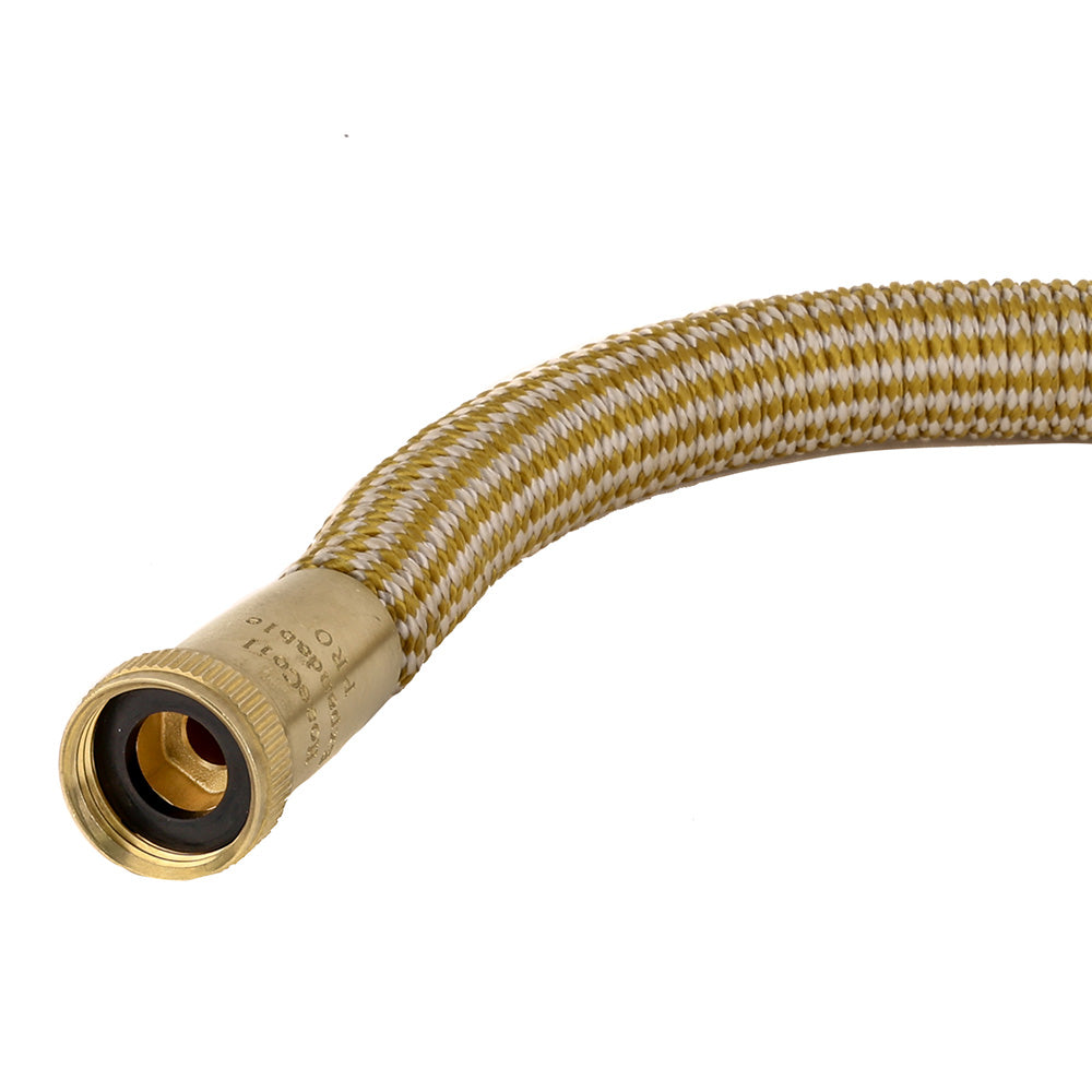 HoseCoil 75&#39; Expandable PRO w/Brass Twist Nozzle &amp; Nylon Mesh Bag - Gold/White