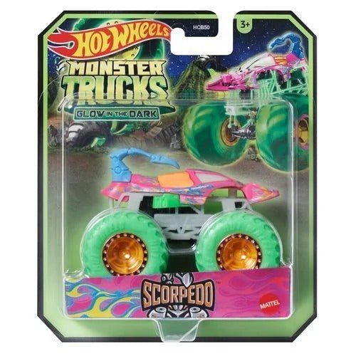 Hot Wheels Glow-in-the-Dark Monster Trucks 1:64 Scale for Kids 2024