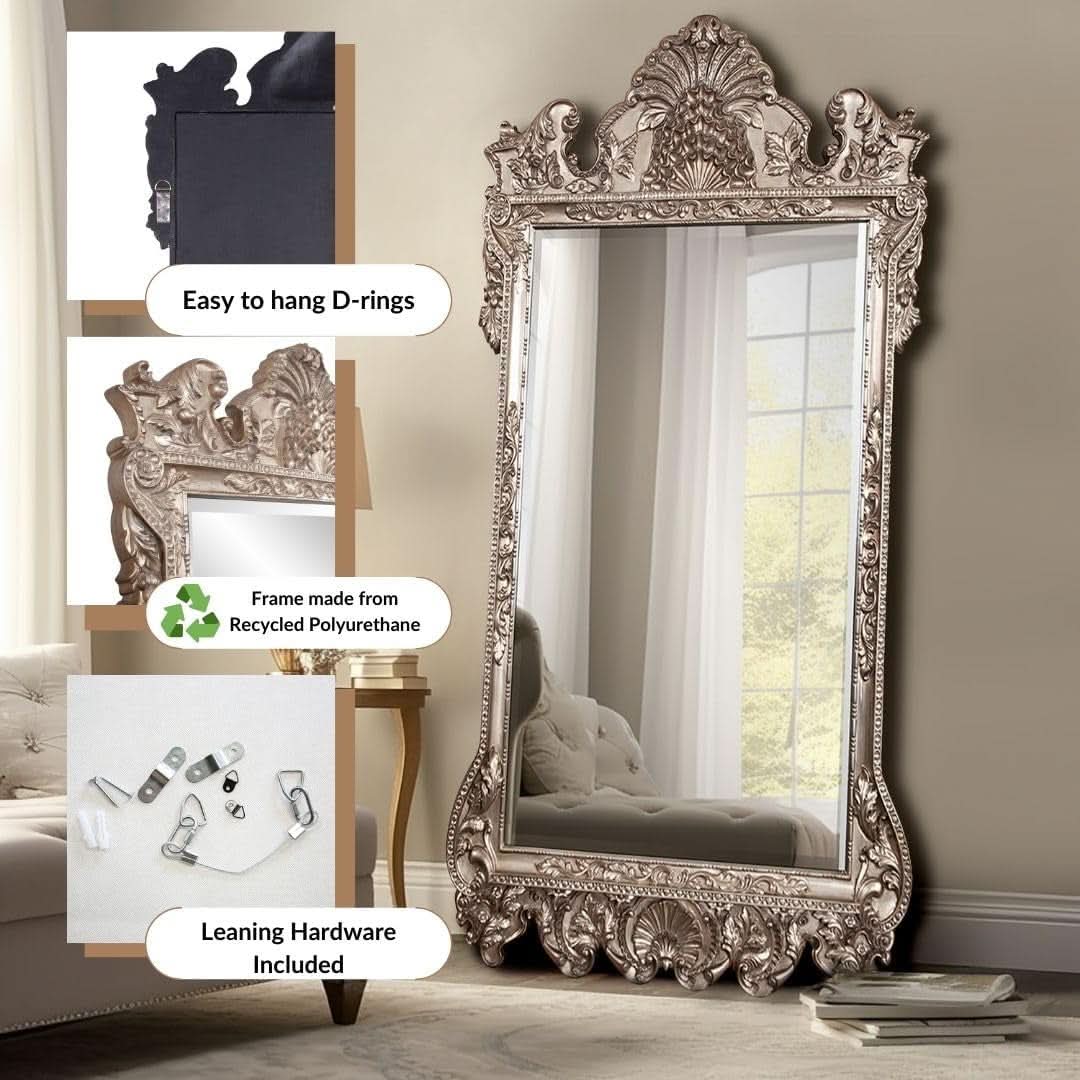 Howard Elliott Marquette Antique Oversized Full Length Mirror Silver Leaf 49x84