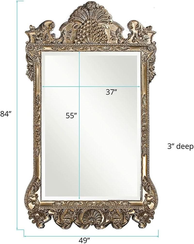 Howard Elliott Marquette Antique Oversized Full Length Mirror Silver Leaf 49x84